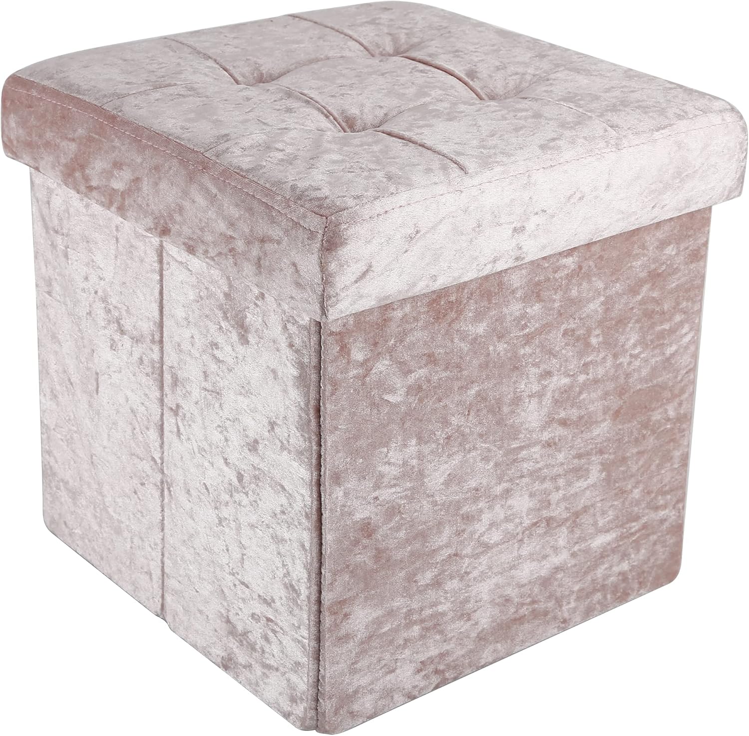 INTIRILIFE Pouf Pieghevole 30x30x30 cm in Velluto Rosa cubo sedile