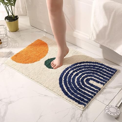 Tapetes de baño, antideslizantes, esponjosos, suaves, lavables a máquina, tapetes para ducha (beige-2, 20 x 32 pulgadas)