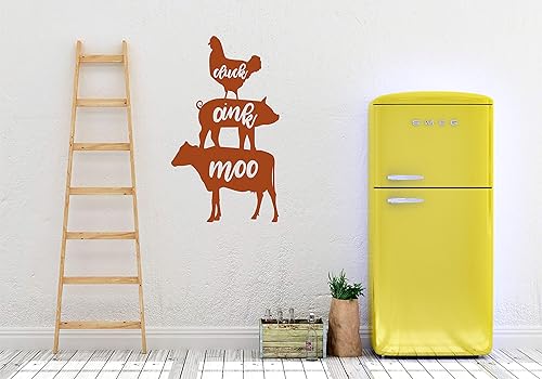 Miniatura 2 de Cluck  Oink  Moo  Pollo  Cerdo  Vaca  Decoración de casa de granjas  Pegatina de pared de cocina  Vinilo adhesivo para pared hecho en Estados Unidos