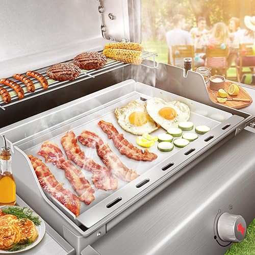 Miniatura 5 de Utheer Parrilla de cocina plana de 25 x 16 pulgadas, parrilla de acero inoxidable 304 con soporte retráctil que se adapta a diferentes tamaños de