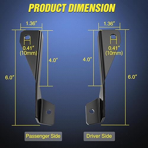 Vista 45 de Nilight Soporte de luz de zanja, bisagras de capó, kit de soporte de montaje para luz LED auxiliar todoterreno para luz de trabajo en Toyota 4Runner