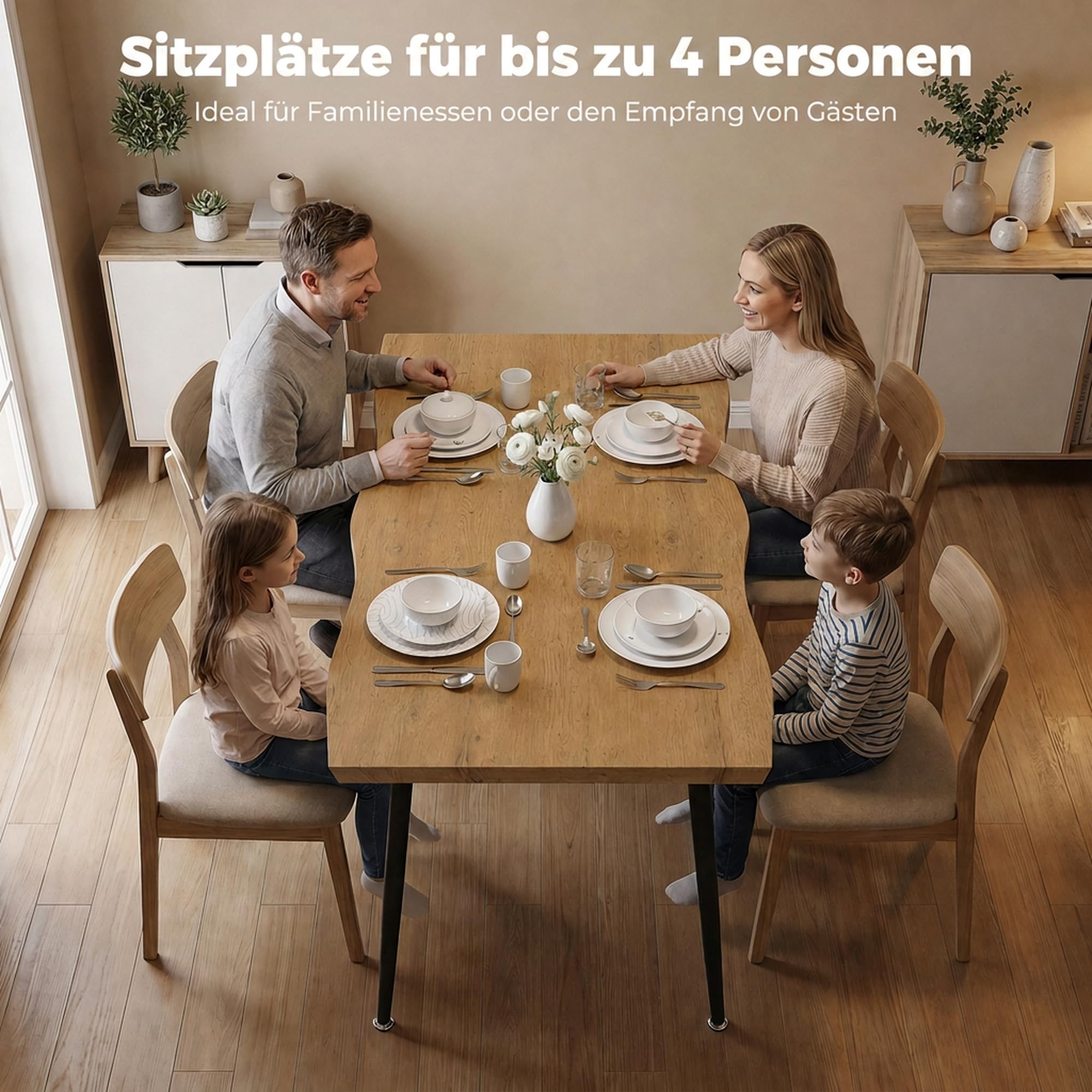 HOMCOM Esstisch Küchentisch für 4 Personen Nordisch 110 x 70 cm Eiche