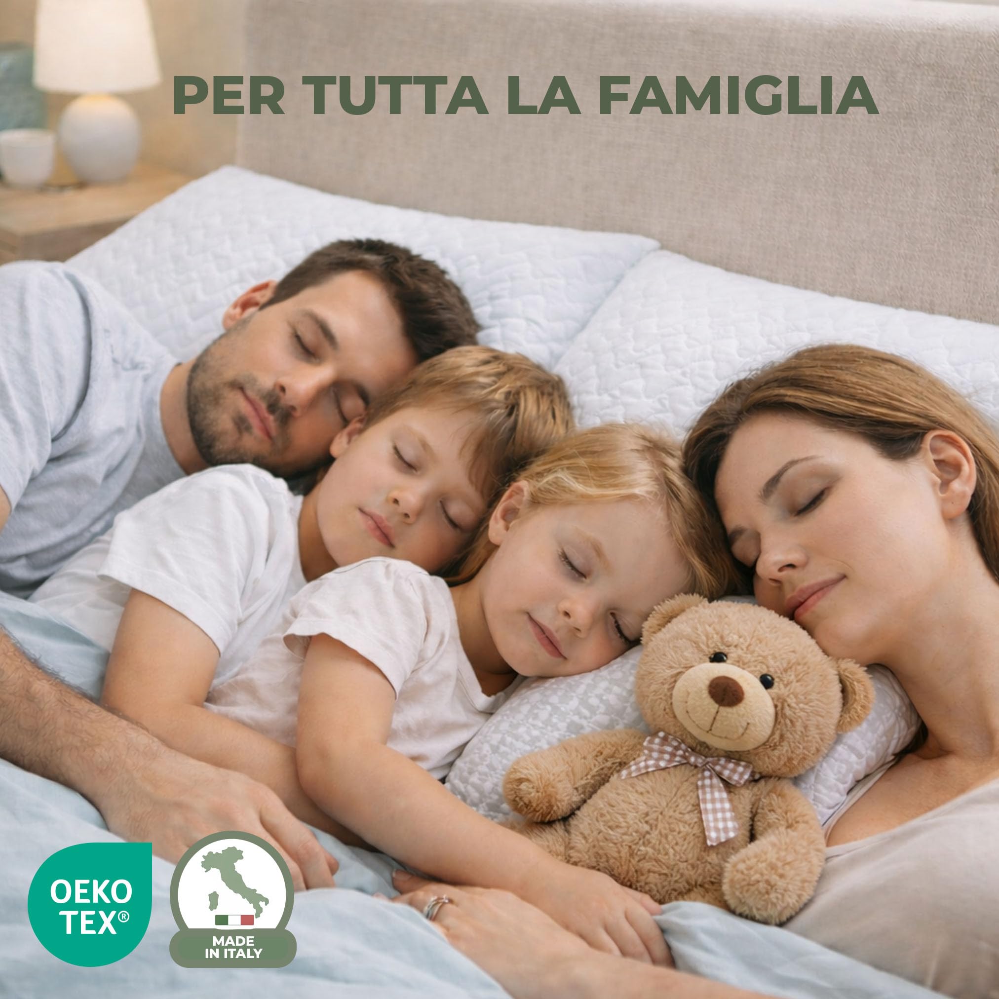 Cuscino Fiocco di Memory Foam Made in Italy- Guanciale Letto Ergonomico e Traspirante- Cuscino Cervicale per dormire- Cuscino Antiacaro e Anallergico (70x40x16)- OEKO TEX