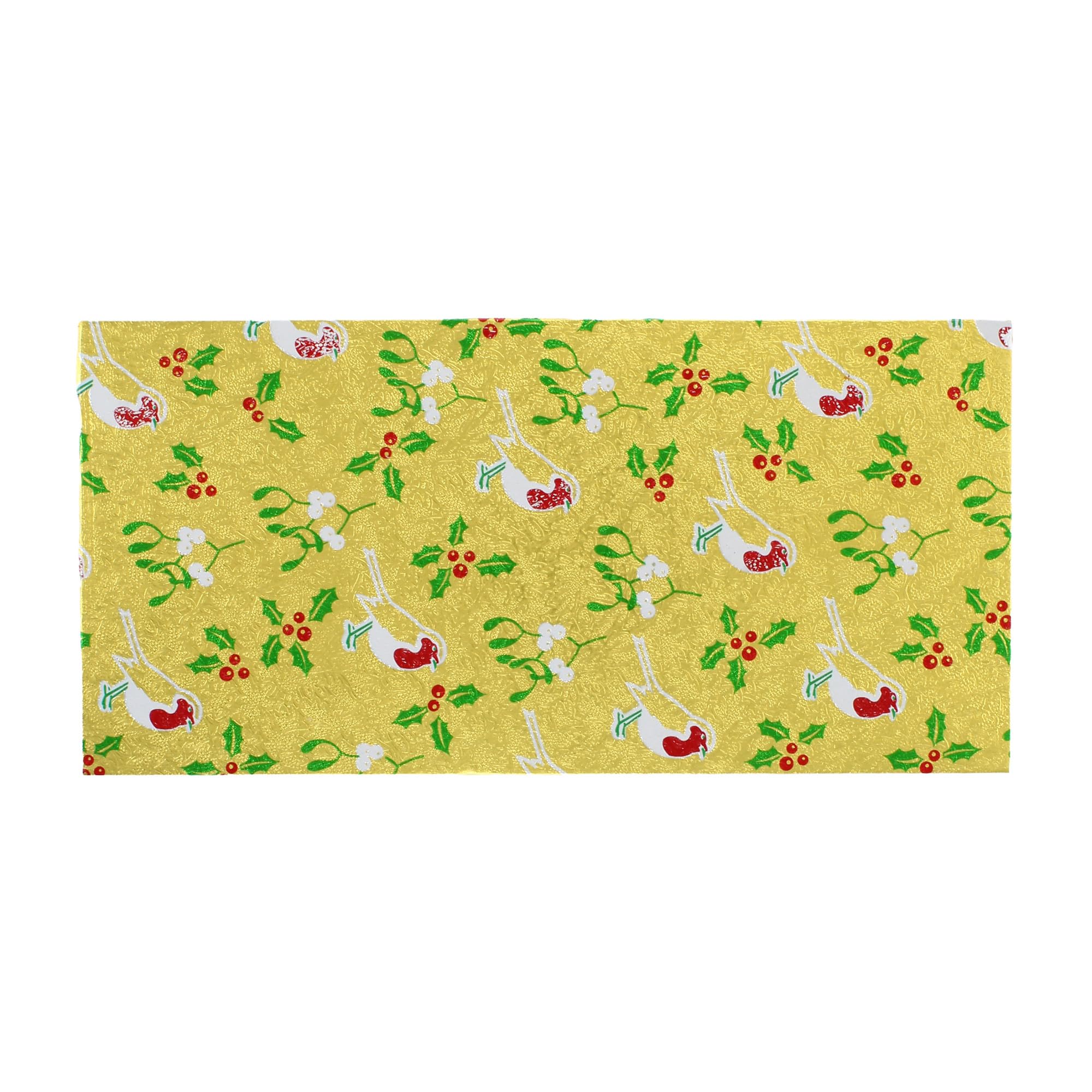 Culpitt Christmas Cake Boards | 8" x 4" | Gold Robin Rectangular Cake Cards, 3mm Thick Card Plates For Presenting & Displaying Festive Bakes, Desserts, Yule Logs - 5 Pack