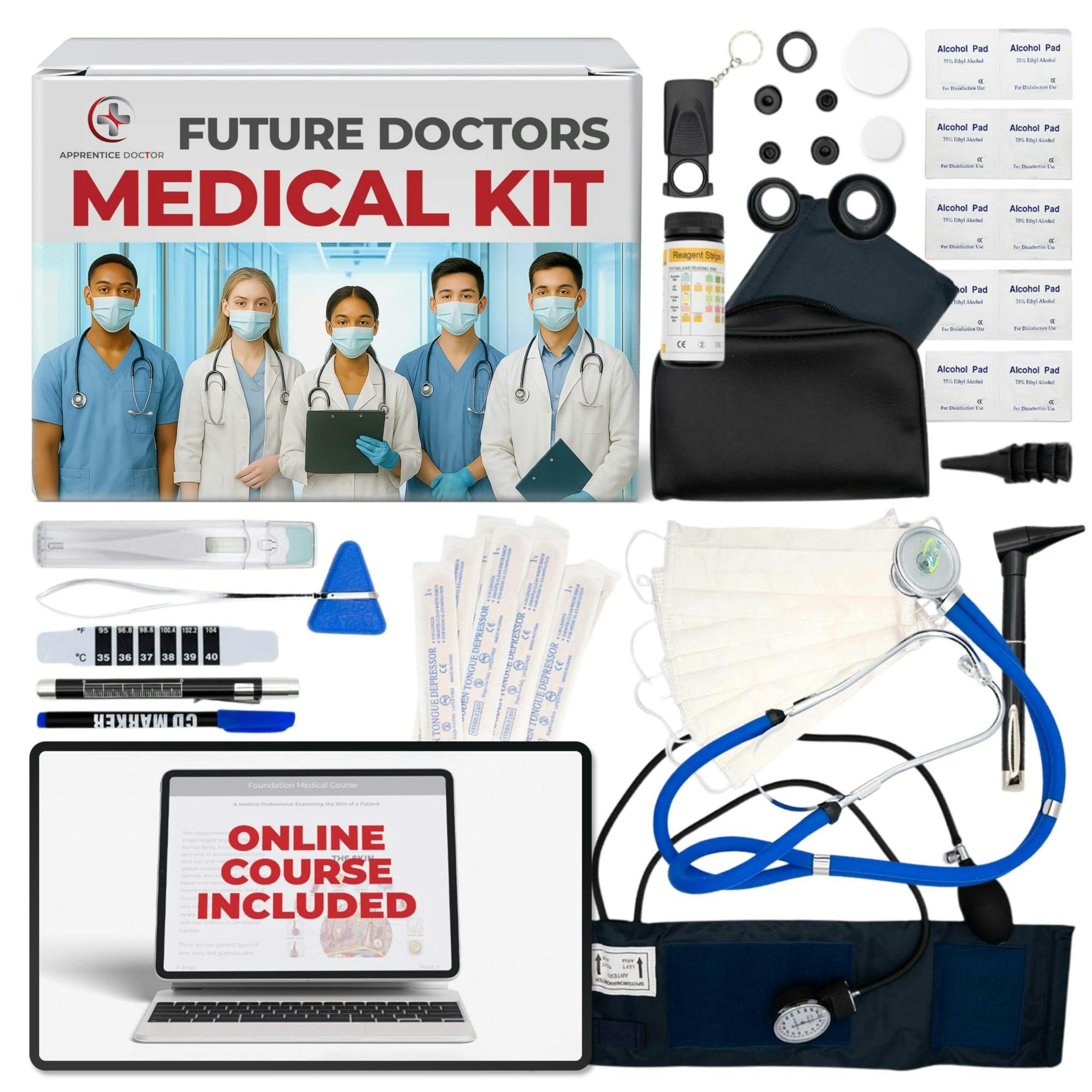 Medical Kit for Future Doctors, Nurses, Surgeons, & Paramedics with an Introductory Medical Training Course & an Examination Doctor Kit for Completing 60 Practical Projects - The Apprentice Doctor