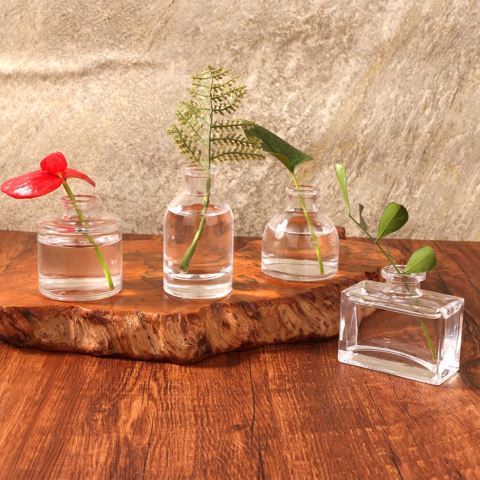 Juego de 6 Pequeños Jarrones de Cristal, jarrón para Decoración de Mesa de Boda, Floreros Modernos Mini para Hogar, Salón y Boda