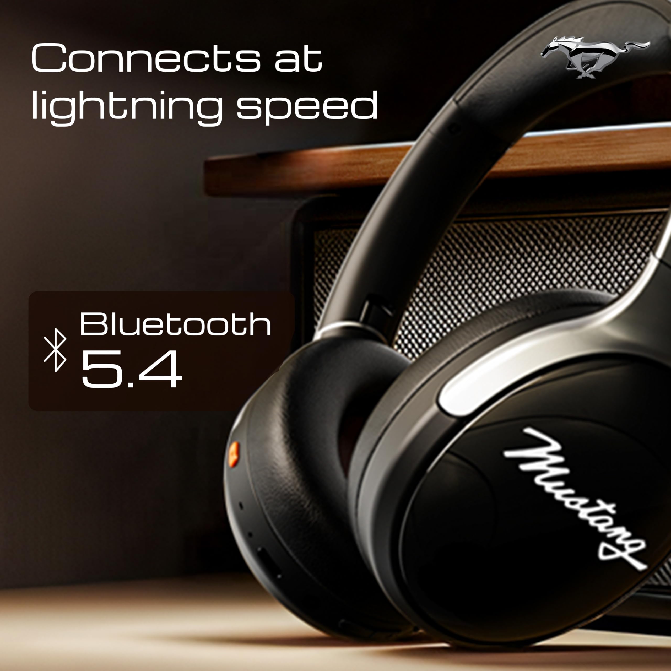 GOBOULT Mustang Thunder Bluetooth Headphones with Upto 70H Playtime, BoomX Technology, Brightness LEDs, 40mm Driver, Zen ENC Mic, BTv 5.4, Type-C Fast Charging, Over Ear Wireless Headphone with Mic — Amazon image 7