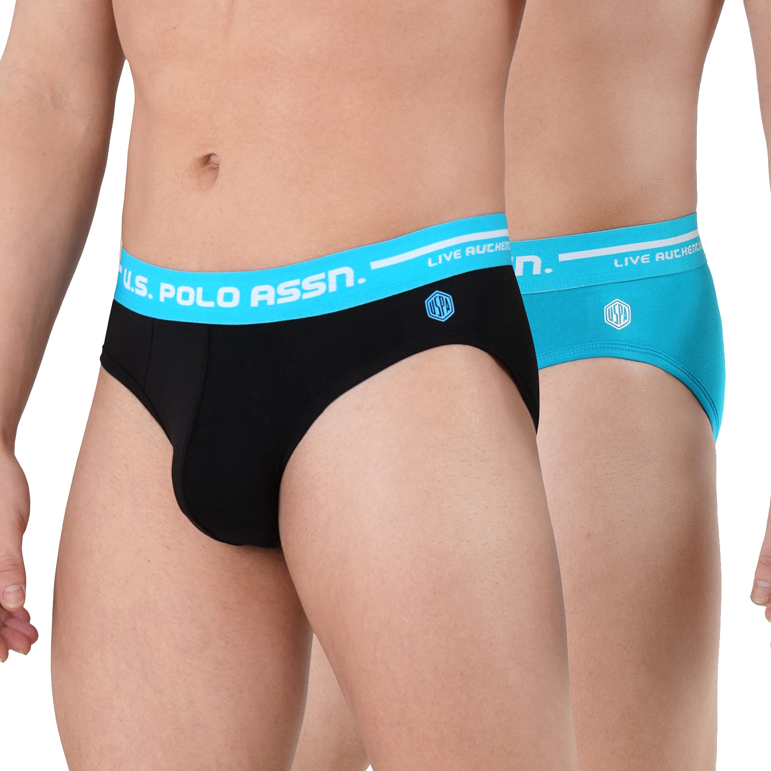 U.S. Polo Assn. Men Logo Waistband Cotton Stretch IYAH Briefs - Pack of 2