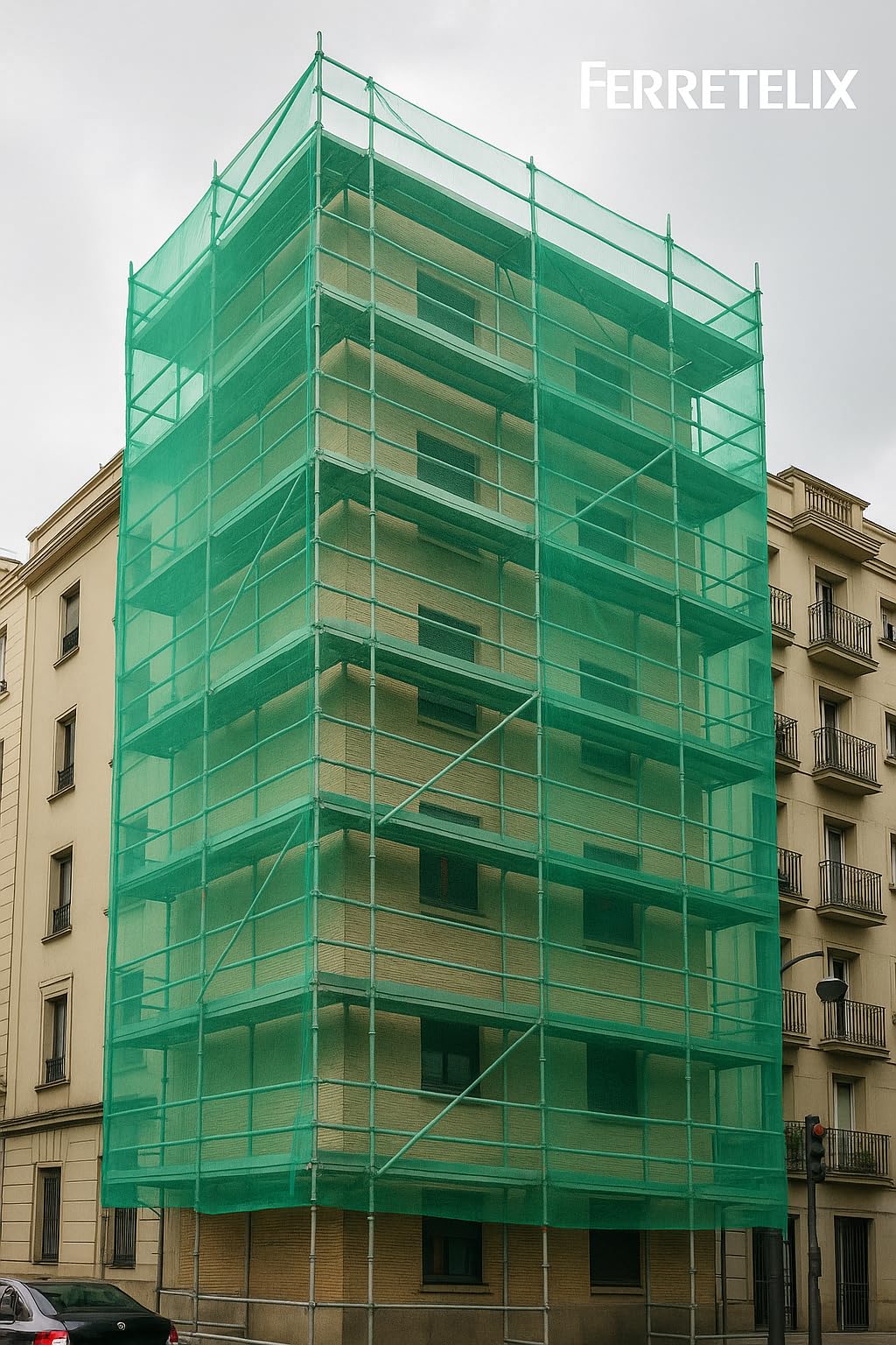 Malla mosquitera andamio 6 mt X 12 mt para arreglo de fachadas color verde muy resistente