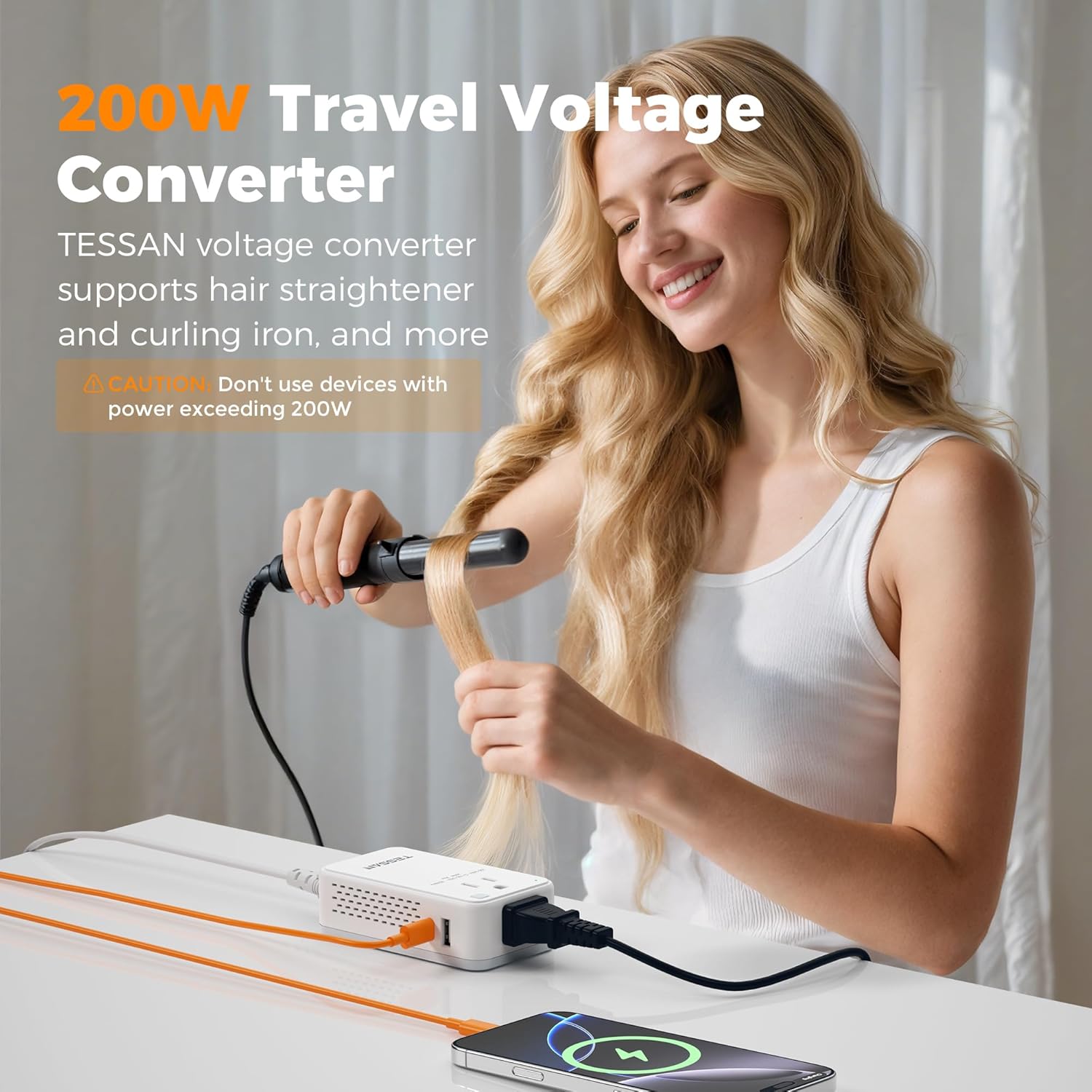 TESSAN converter showing 220V to 110V conversion