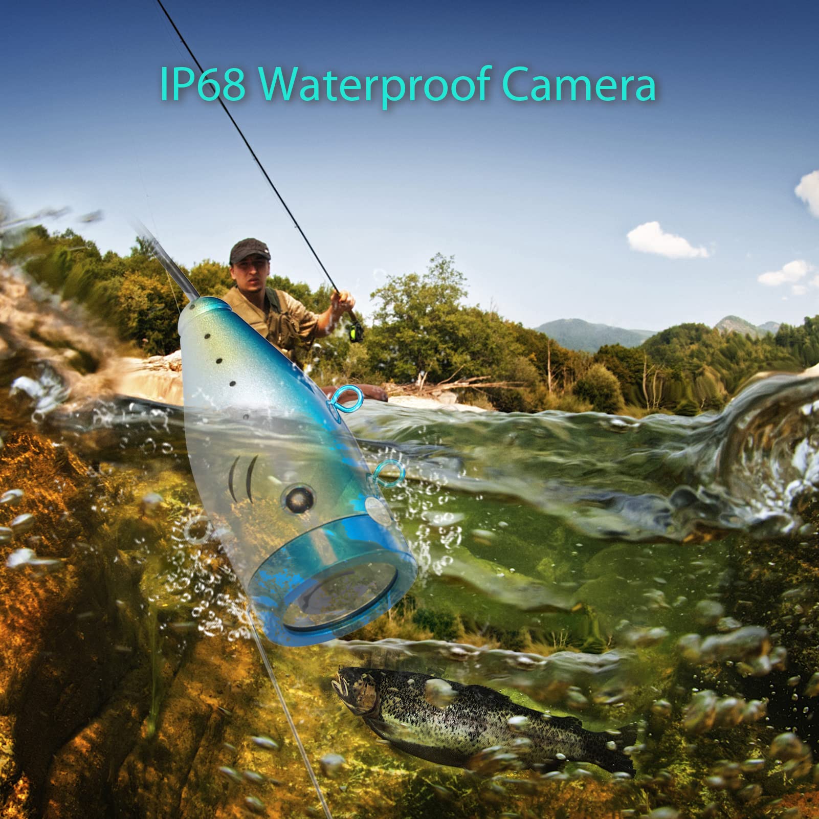 Fotocamera per la pesca sott'acqua, 1200TVL, telecamera subacquea, con 12 LED IR da 7 pollici/9 pollici, display LCD da 15 m/30 m/50 m, cavo IP68, impermeabile, per pesca sul ghiaccio