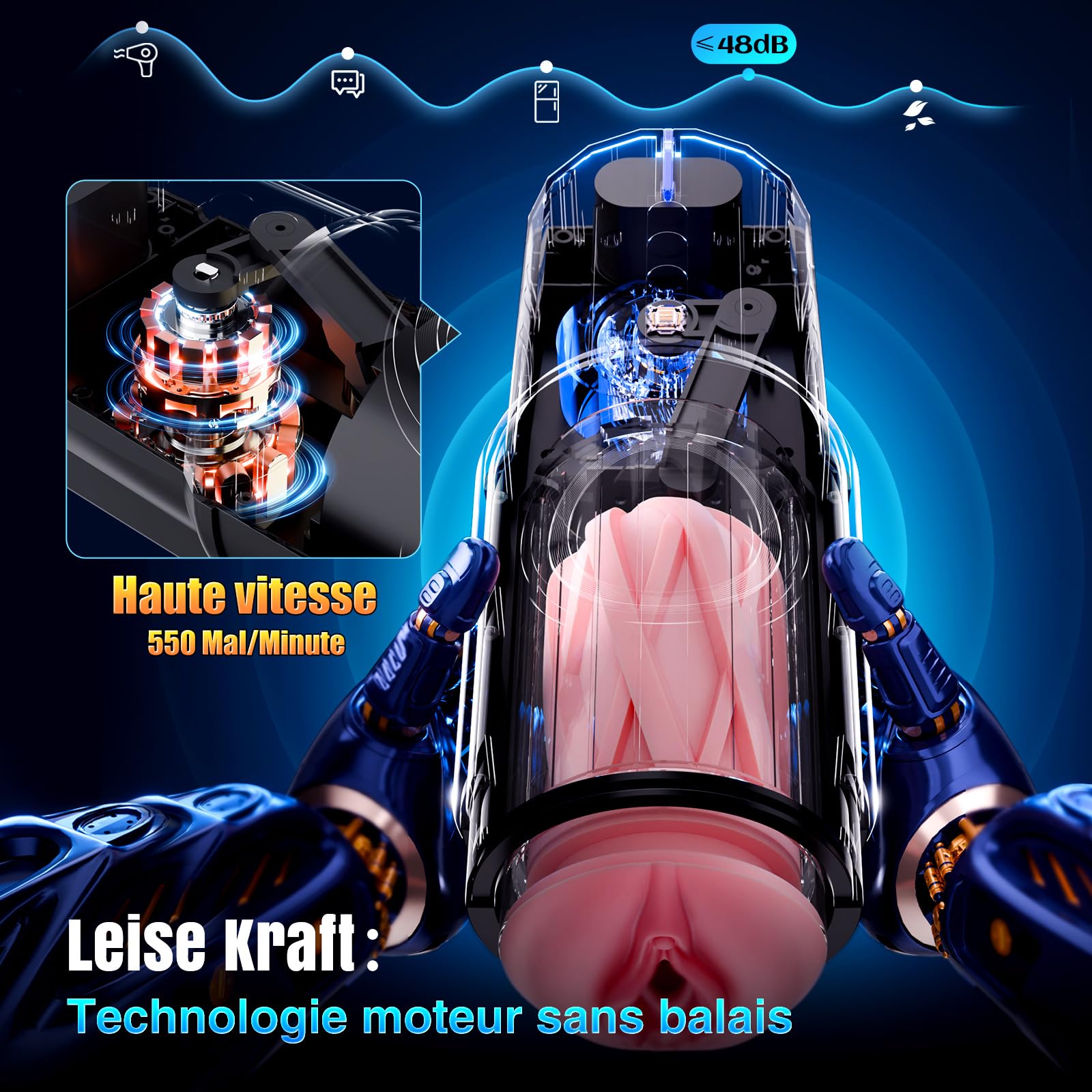 Masturbateurs Masculins avec Chauffage À 360°Masturbateur, Sextoyse Homme Sex 5 Modes Télescopiques Intenses, Sex Toyspour Pour Homme Revêtement Interne Et Amovible App Masturbeuse Homme VIJISA