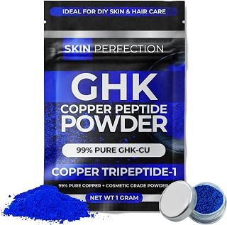 Skin Perfection GHK-Cu Copper Peptide Powder 99.7% Pure – DIY Copper Peptides Serum for Face and Scalp - Cosmetic-Grade GHK-Cu - 1 Gram Creates Up to 100ml for Fuller Hair and Smoother Skin