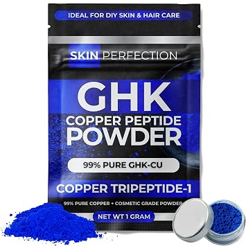Skin Perfection GHK-Cu Copper Peptide Powder 99.7% Pure, DIY Skincare, 1g | Pure GHK-Cu copper peptide powder for DIY skincare. Mix 1g into 100ml base for a 1% finished serum, cream, or scalp tonic.