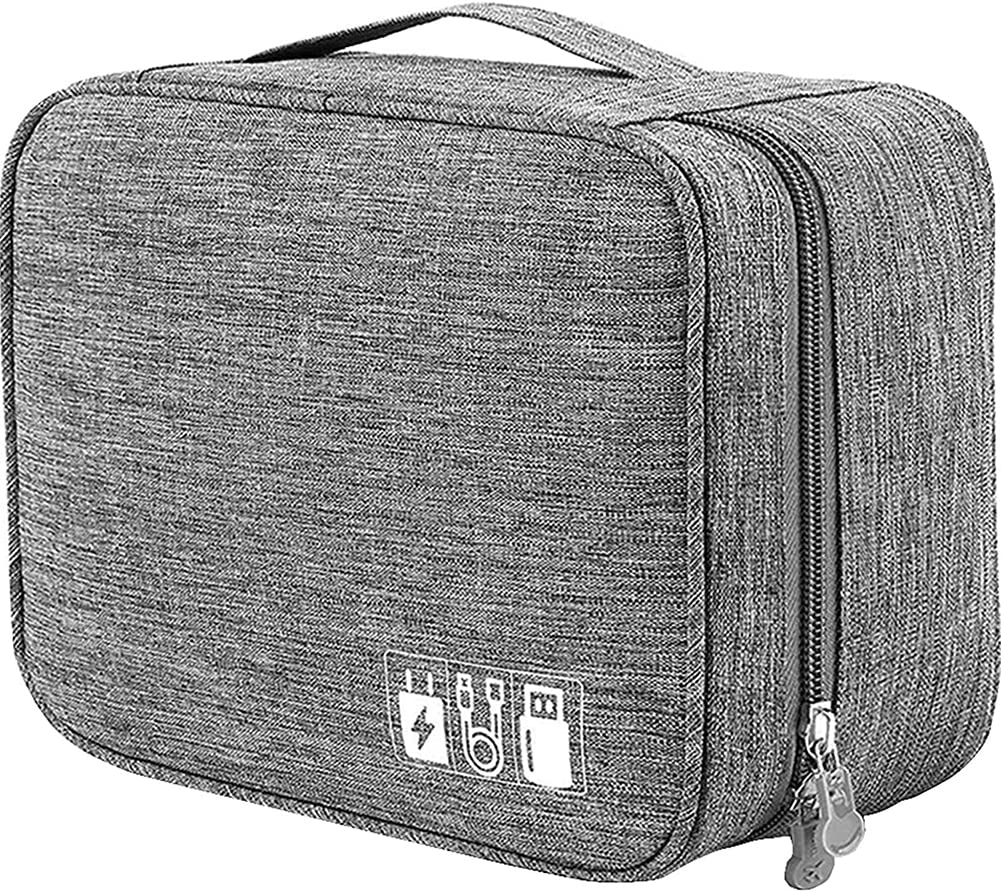 KASTWAVE Electronics Accessories Organizer Bag, Waterproof Portable Cable Organizer, Digital Gadget Organizer Case, Travel Gear Carry Bag for Cables, Power Bank, USB Drive, Charger Hard Disk - Grey
