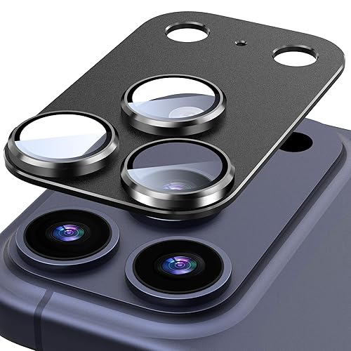 Suoman for iPhone 17 Pro Max Camera Lens Protector, [All-in-one Frosted] [Strong-Adhesion] Metal Frame Tempered Glass Camera Lens Cover-Black