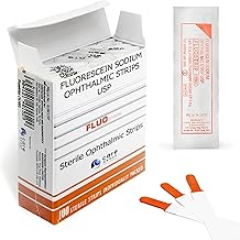 AIESI® Fluorescéine Sodique Bandelettes ophtalmiques stériles pour test de tonus œil HOSPIFLUO STRIPS (Paquet de 100 pièces)