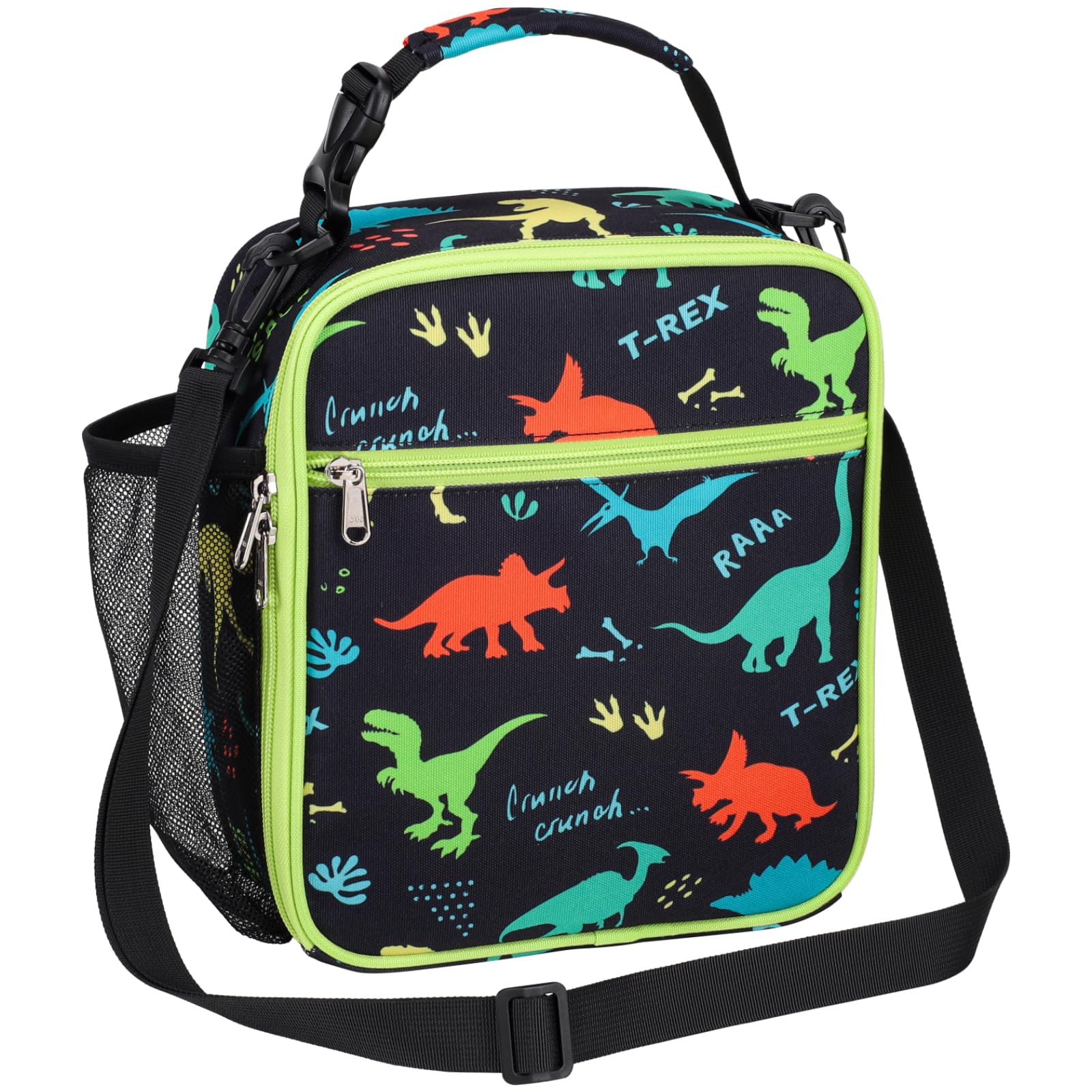 Kids Lunch Bag with Shoulder Strap - Insulated Kids Lunch Box for Boys Side Pocket for Water Bottle