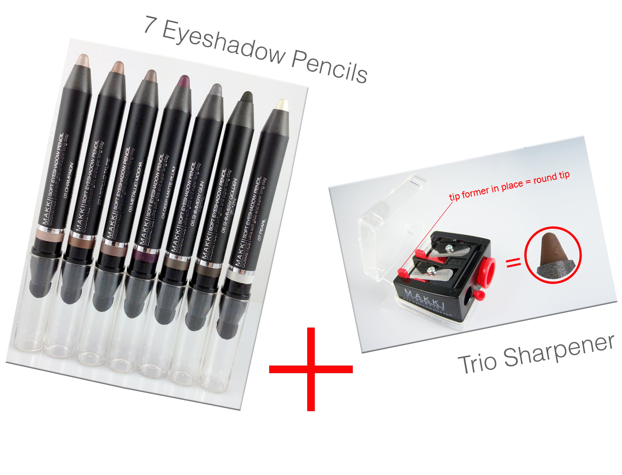 Makki Les sept nuances de fard à paupières/eyeliners plus taille-crayon trio gratuit