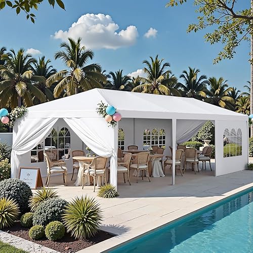 Miniatura 5 de Homall Tienda de campaña para fiesta de gazebo de 10 x 30 pies, toldo impermeable para exteriores con paredes laterales extraíbles, para bodas,