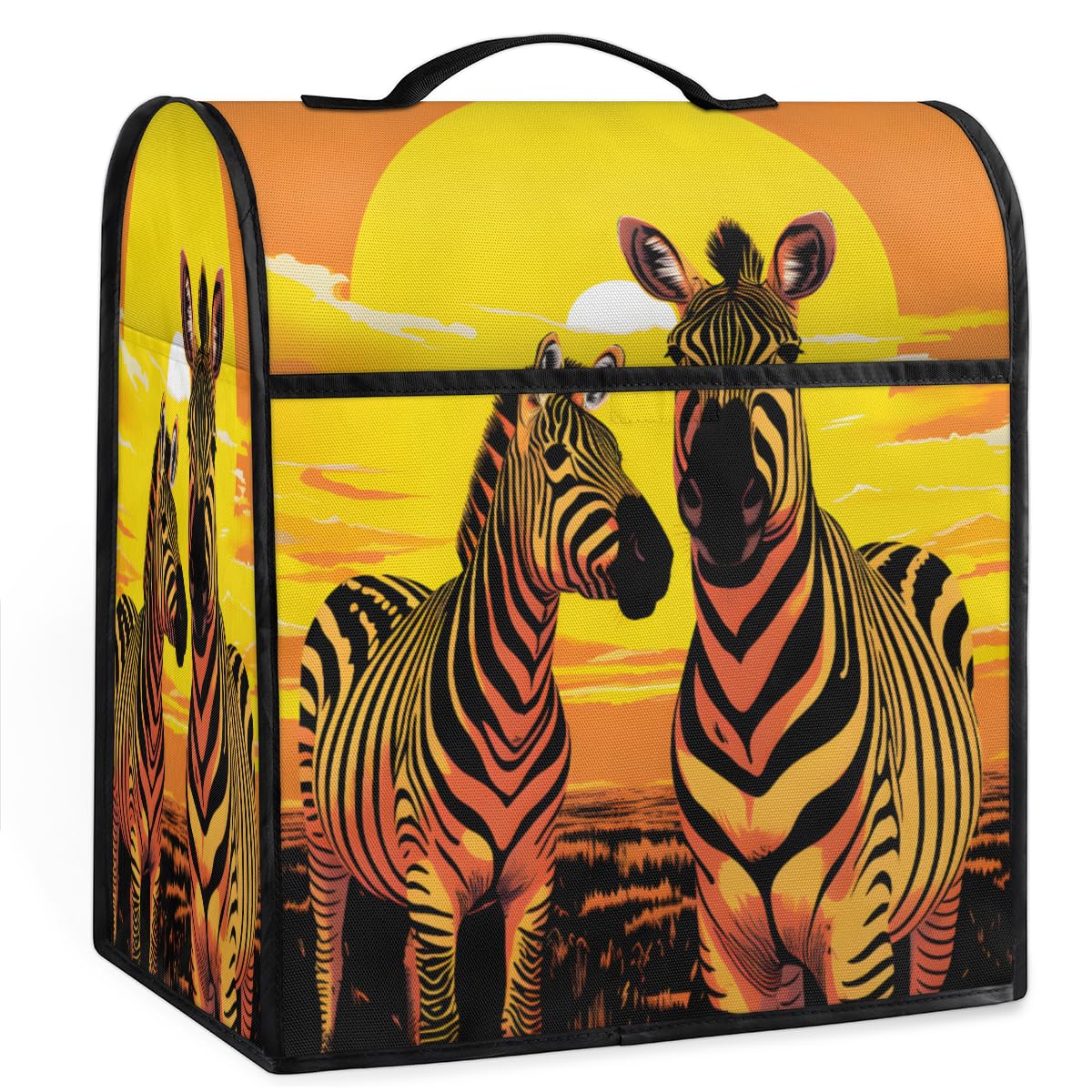 Coffee Maker Cover Abstract Africa Zebra Kitchen Appliance Covers Small Appliance Covers Blender Cover Juicer Cover Dust Covers for Kitchen Appliances with Top Handle and Pockets,Washable,C6