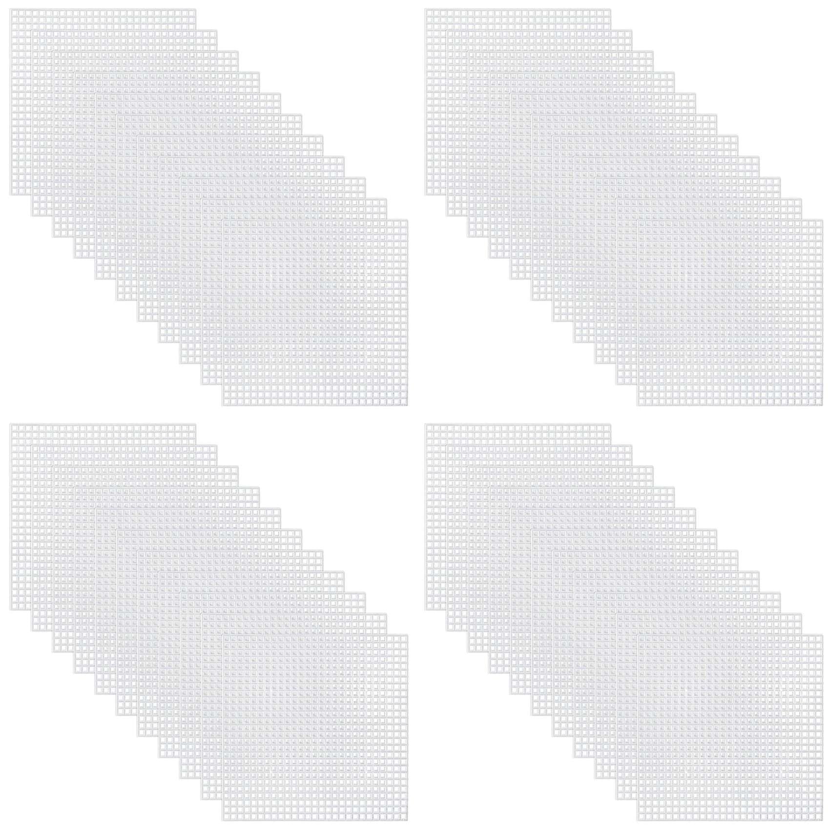 Vjsujehgy 120 Pieces Plastic Mesh Canvas Sheets for Embroidery, Acrylic Yarn Crafting, Knit and Crochet Projects (10.6 X 10.6cm)