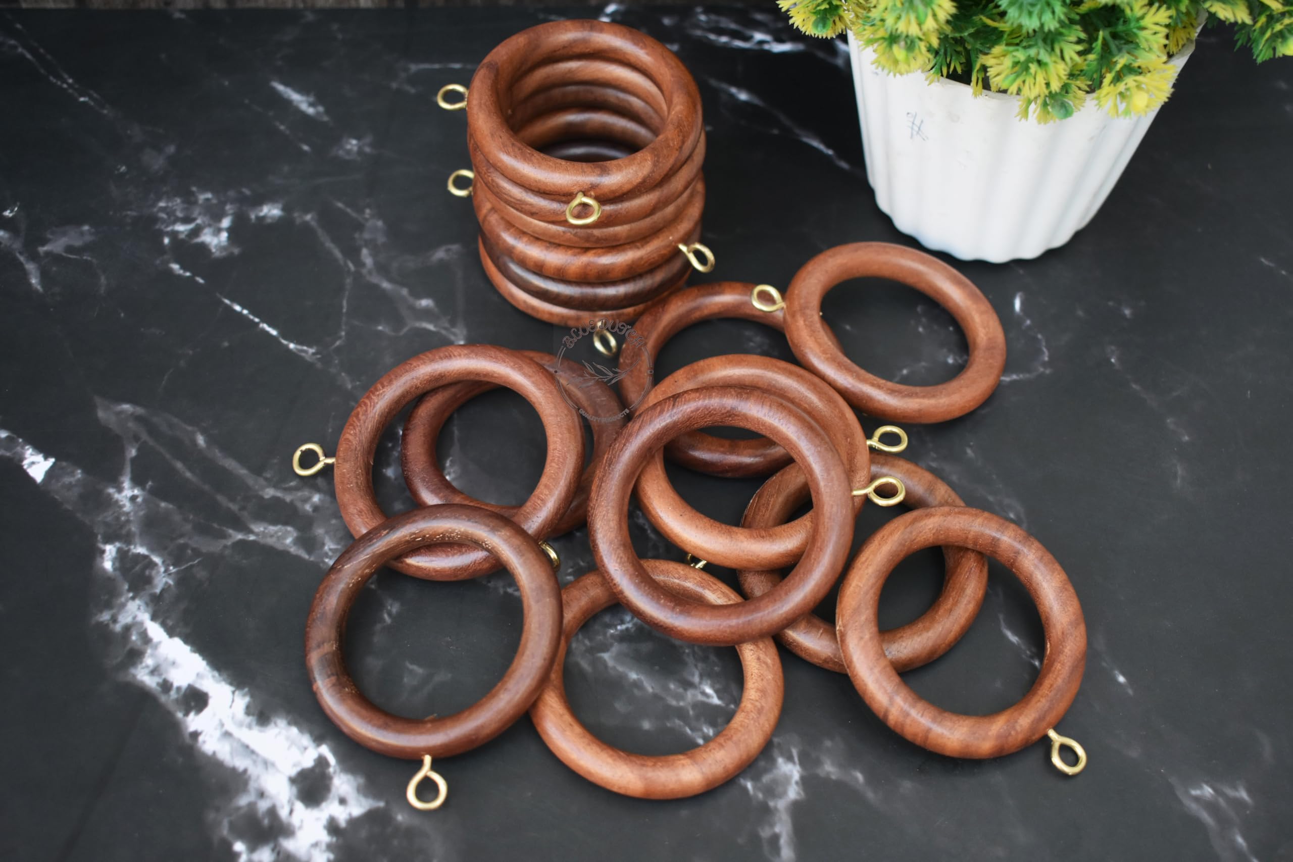 Anelli classici per tende in legno, set di [24, 48, 100] – fascino rustico per la vostra decorazione della casa – scorrimento liscio, facile da installare – materiale in legno sostenibile – [BLUE