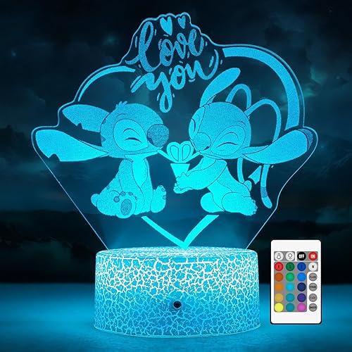 Luz nocturna de puntada para niños, lámpara de noche con ilusión 3D, luces LED de noche, 16 colores que cambian de color, puntada regulable, regalos
