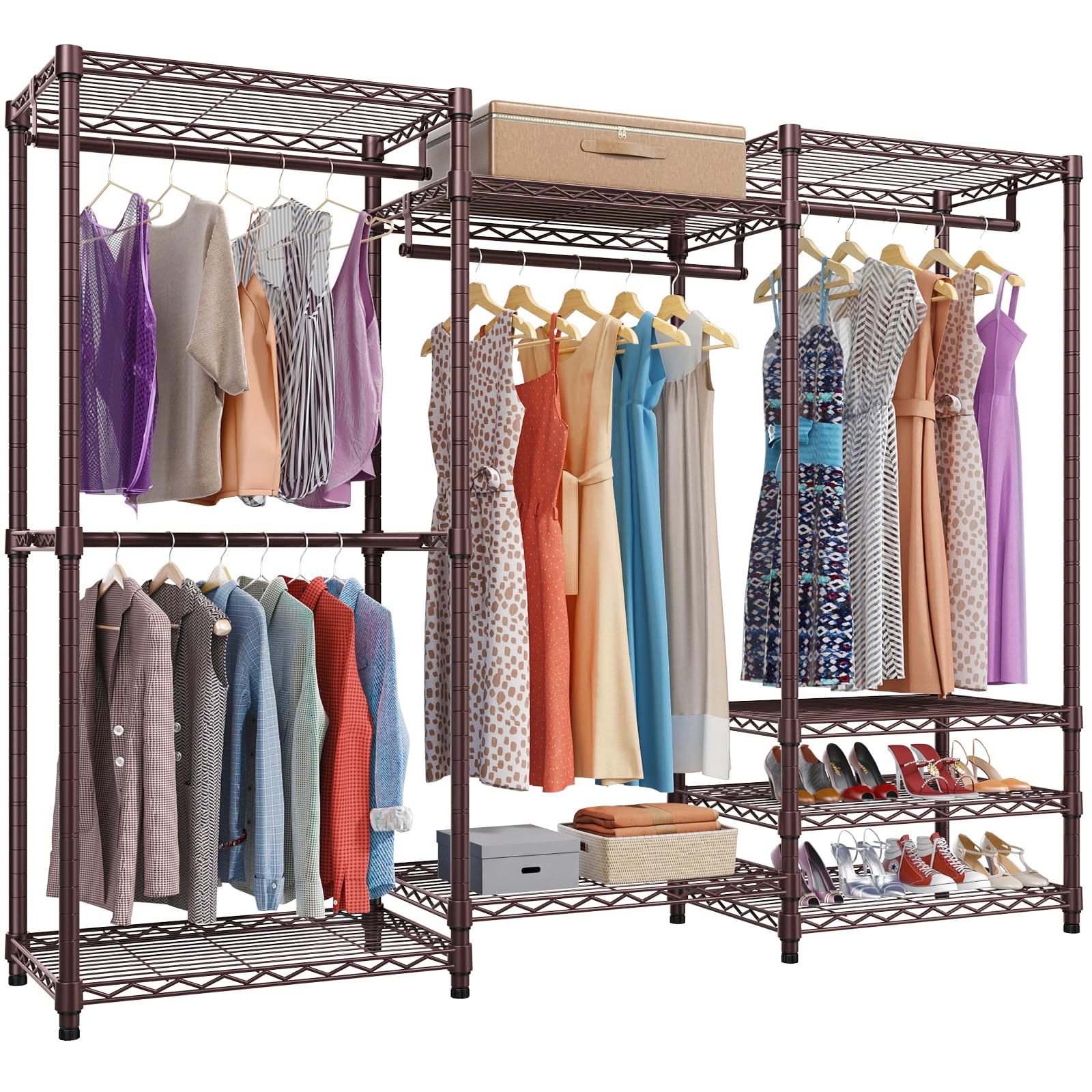 VIPEK V5 Portable Closet Wardrobe Heavy Duty Clothes Rack Metal Freestanding Clothing Racks, Adjustable Custom Closet Racks with 4 Hanging Rods & 8
