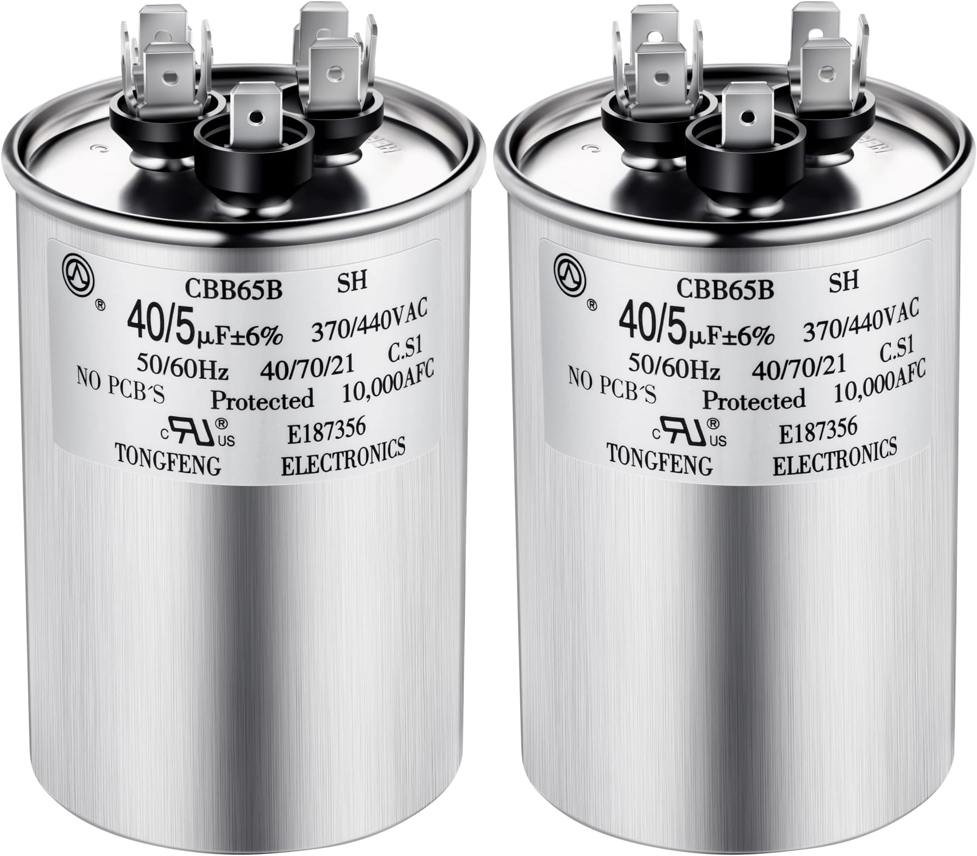 Umigy - 2 Pack 40/5uF 40+5 MFD 370/440VAC Dual Run Round Capacitors, CBB65B AC Capacitors for AC Motor Operation, AC Capacitor