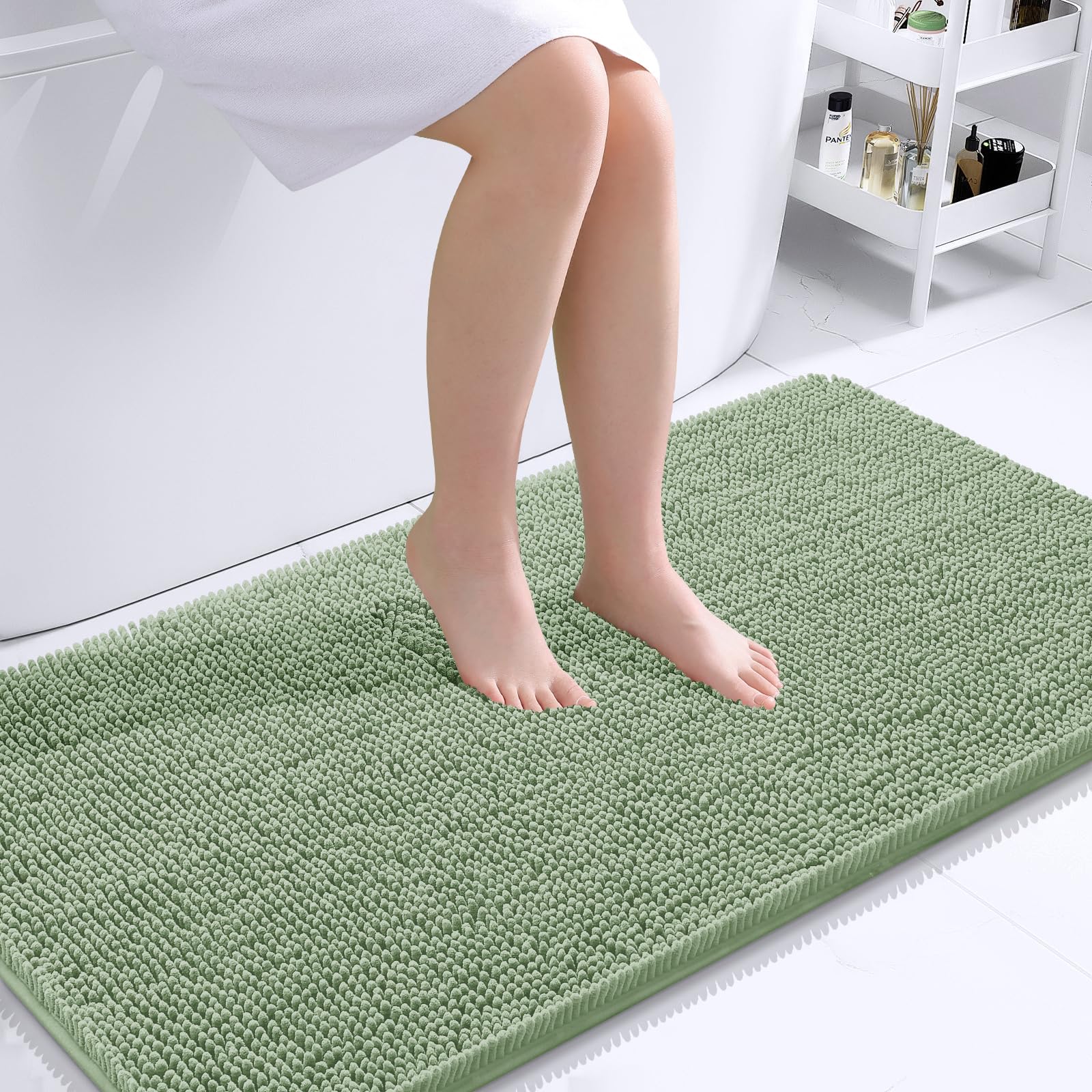 OLANLY Bathroom Runner Rugs 44x24, Soft Absorbent Chenille Bath Rugs, Rubber Backing Quick Dry, Machine Washable Long Bath Mats for Bathroom Floor,