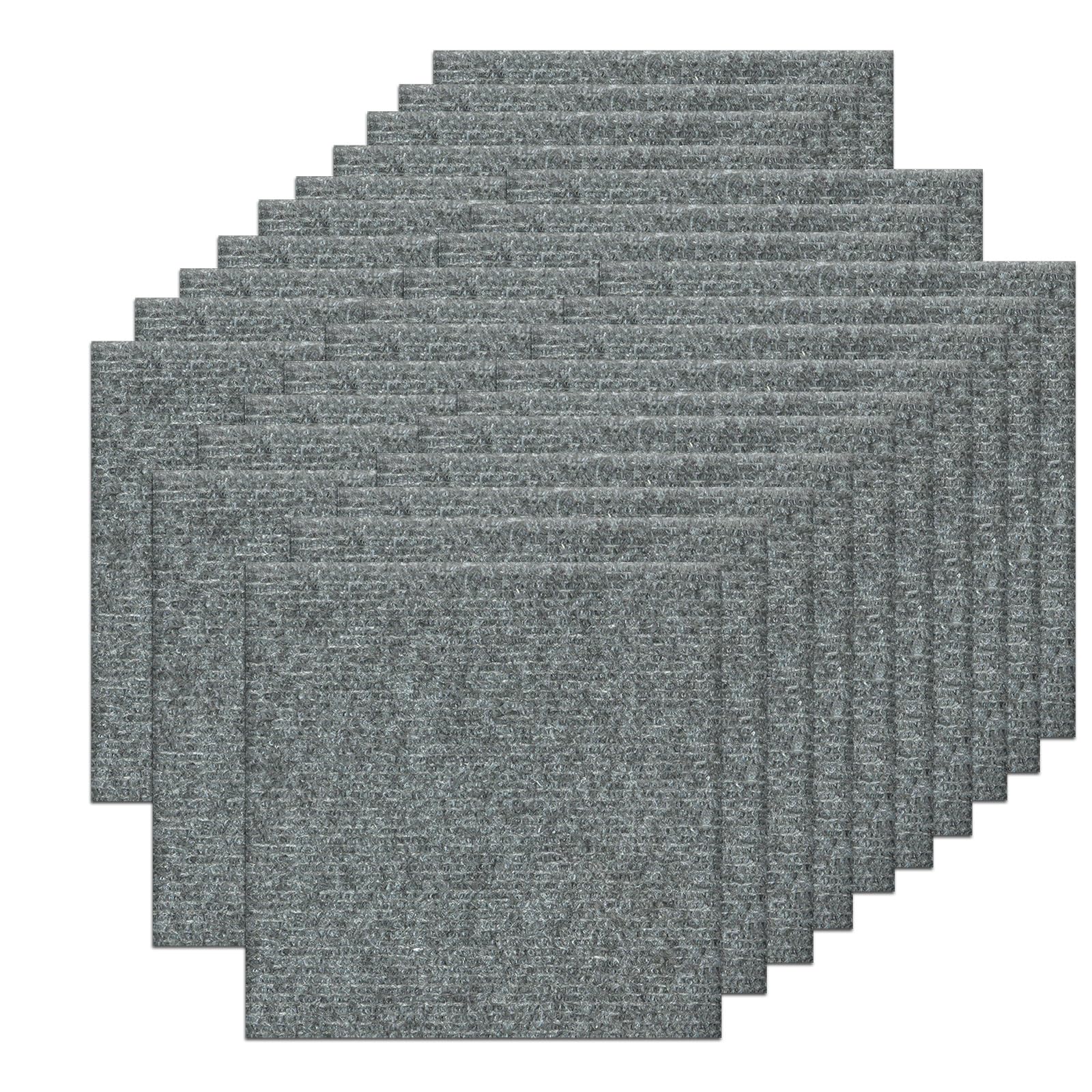 Dalles de Moquette Autocollantes, Carreaux de Sol Autocollants 30 x 30 cm, Tapis Doux, Décoration Intérieure pour Chambre, Salon, Bureau, 30 Dalles, 2,7 m² par Boîte Gris Clair