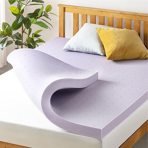 Mellow Cubrecolchón de espuma viscoelástica ventilada de 3 pulgadas, infusión calmante de lavanda, tamaño matrimonial Mellow Cubrecolchón de espuma viscoelástica ventilada de 3 pulgadas, infusión calmante de lavanda, tamaño matrimonial