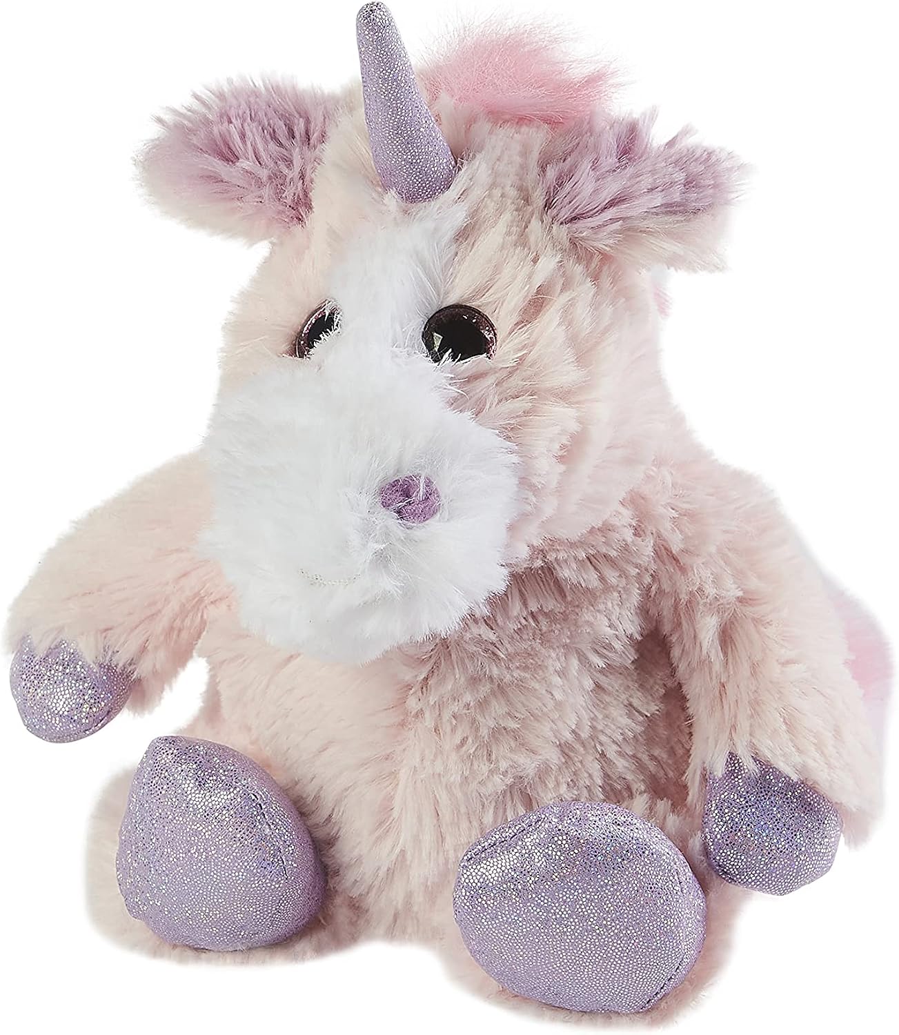 Warmies Junior Sparkly Pink Unicorn Plush, Fully Heatable and Weighted Teddy Slightly Scented with Dried French Lavender