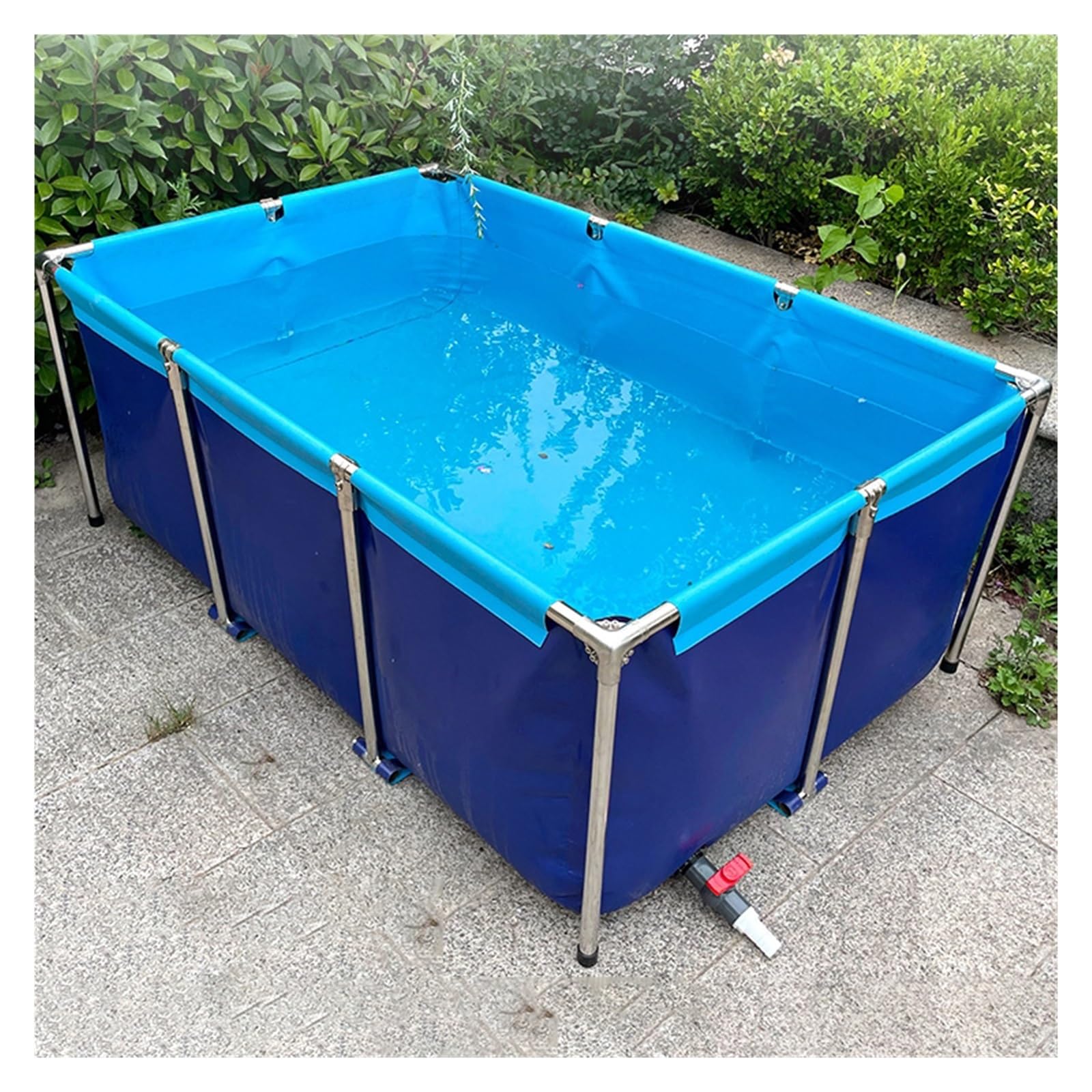 Laghetto per Carpe Koi Fuori Terra in PVC Blu - Vasca per Acquario Pieghevole da Esterno, Spessore 0,7 mm, Ideale per la Riproduzione di Carpe Koi, Piscina temporanea da Giardino (1 m x 0,6
