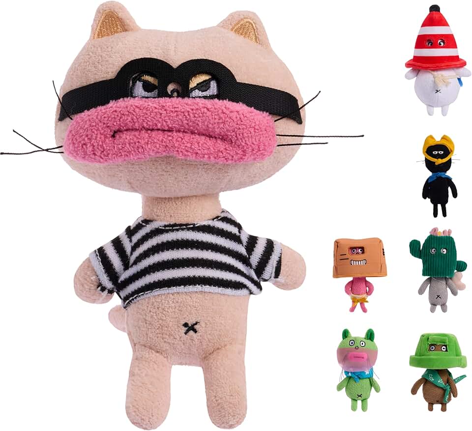 POP JOY Fluffy Sneaky Cat Series Plush Blind Box Mystery Cat Plush Collectible Toy with Cute Design Kawaii Face Plush Gift Stuffed Toy 3+ (One Random Box)