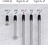 Vista 5 de uxcell 200 tapas de goma de 0.051 in (1/16") de vinilo redondo de vinilo para pernos de tubo, protectores de rosca de tornillo, color negro