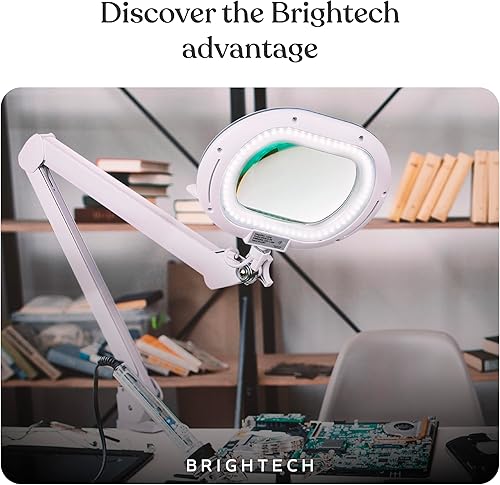 Miniatura 9 de Brightech LightView Pro XL - Lámpara de escritorio con aumento con abrazadera, lupa ajustable con luz LED para manualidades, lectura, trabajo