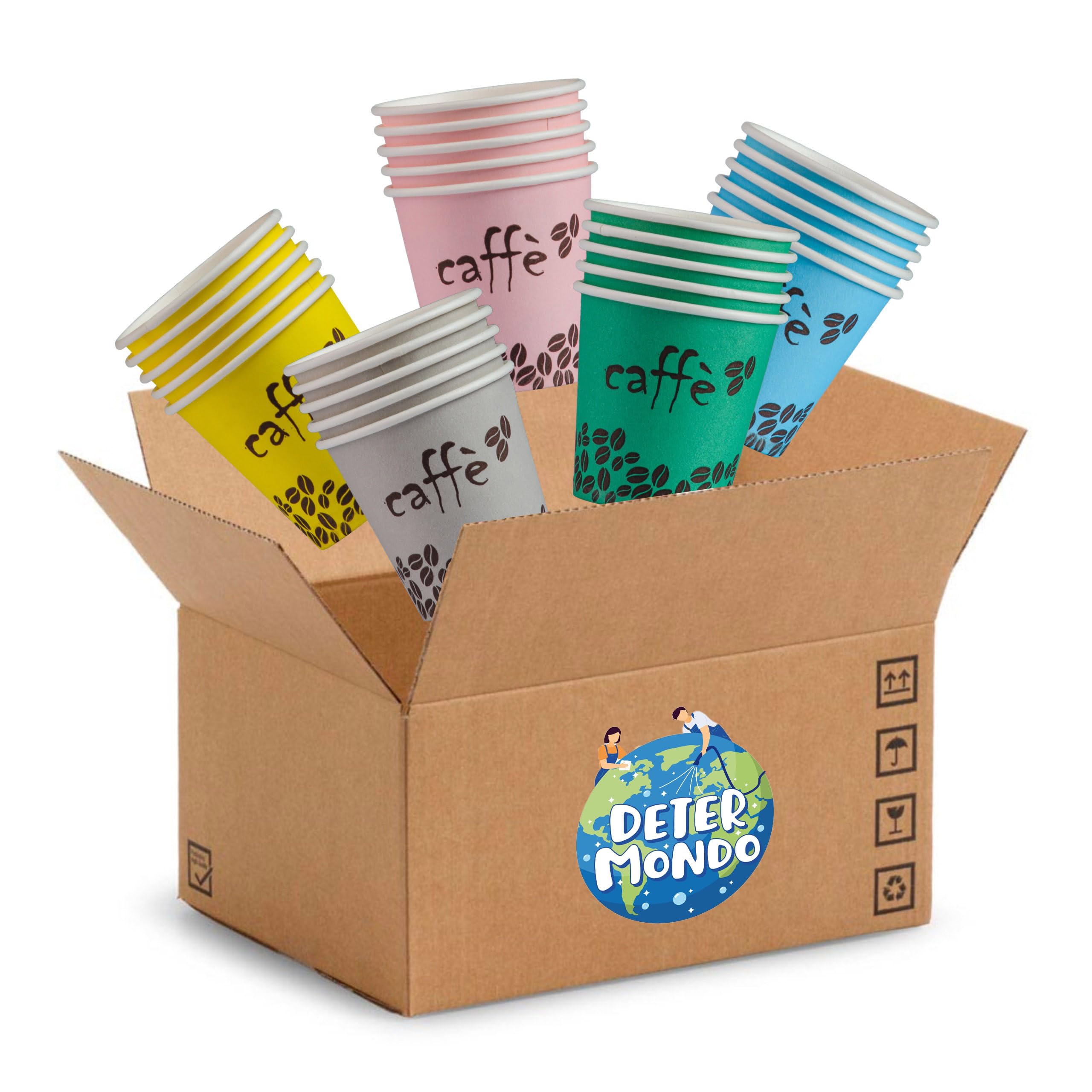 Bicchierini da Caffè con Palette in Legno, 2000 + 2000 Pezzi, Usa e Getta Biodegradabili 75 ml, Tazzine Caffè Espresso Monouso Compostabili Ecologiche in Carta, Resistenti, Ideali per Bar e Uffici