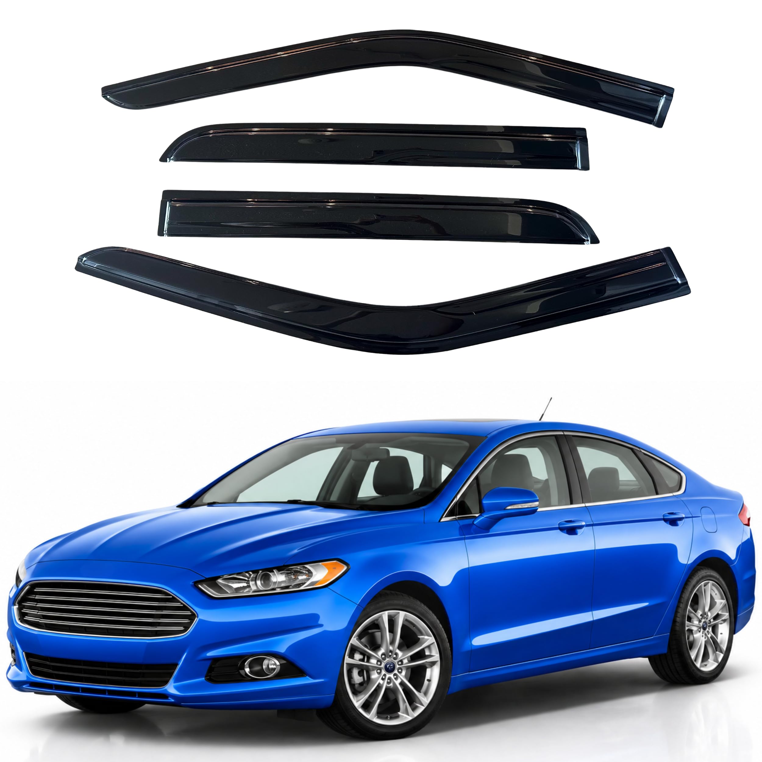 IG Window Visors Fit for 2013-2020 Ford Fusion, Out-Channel Rain Guards Vent Wind Deflectors 4PC, Car Accessories for 13-20 Fusion