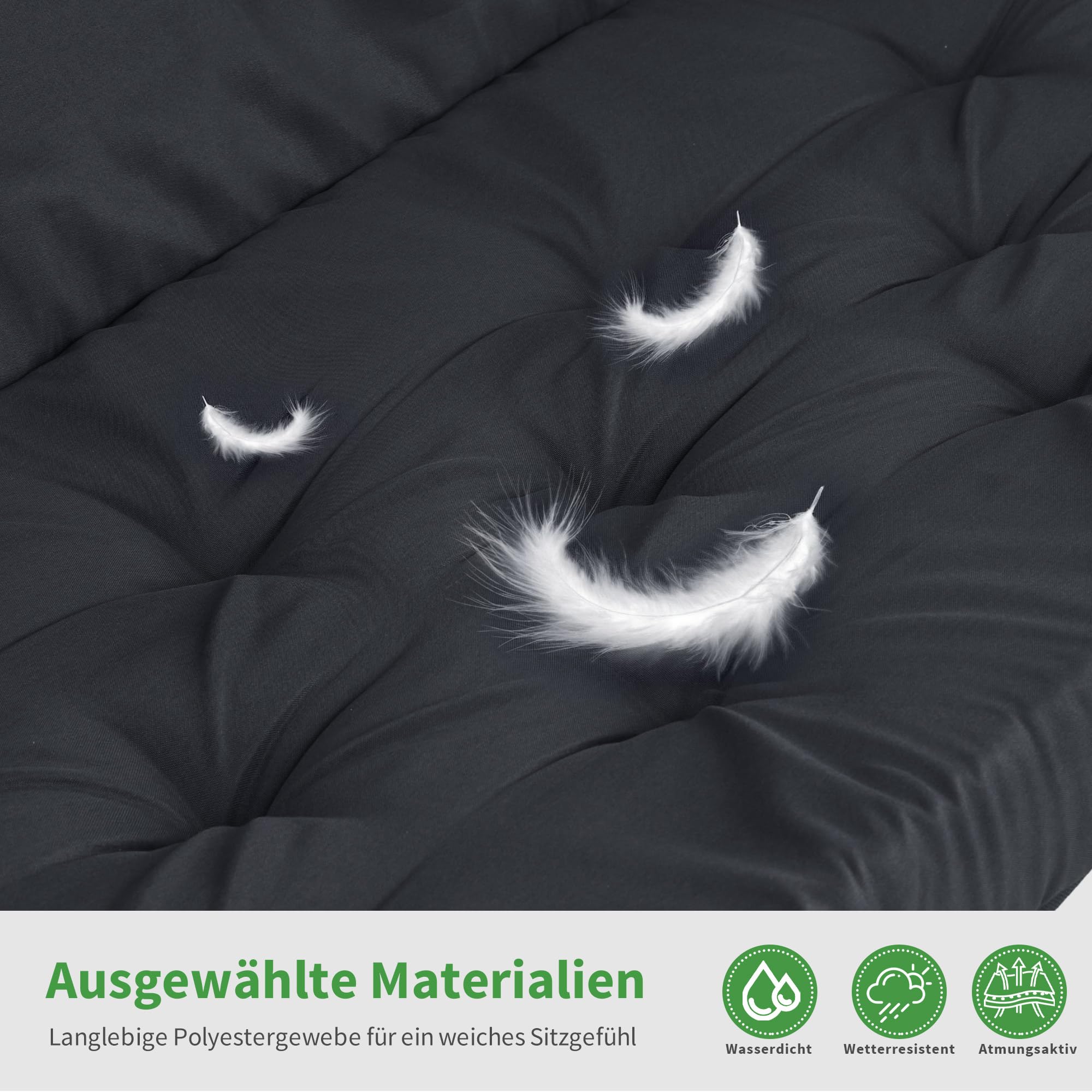 M MCombo Balancín de 3 plazas con función de Cama, Cojín Extra Grueso & Ganchos silenciosos, Capacidad 360 kg, 210x125x187 cm, Banco de jardín Resistente a la Intemperie 4071 (Gris Oscuro)