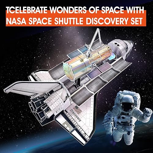 Miniatura 2 de Rompecabezas 3D de la NASA Space Shuttle Discovery CubicFun para adultos y niños, juguetes espaciales para niños de 5 a 8 años, rompecabezas de