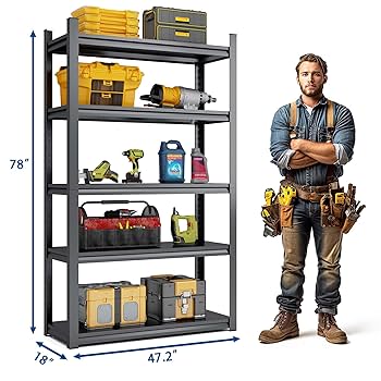 Amazon｜JINKELAN H 5段メタルシェルフ 調節可能 高耐久 収納棚