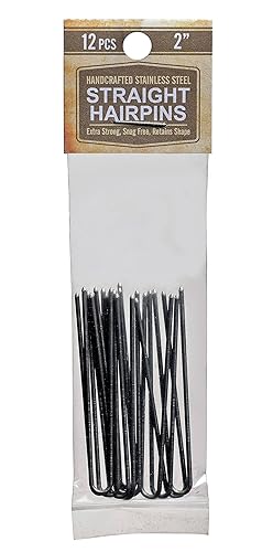 Horquillas rectas de acero inoxidable resistentes y sin enganches hechas a mano (plata, 2 pulgadas)