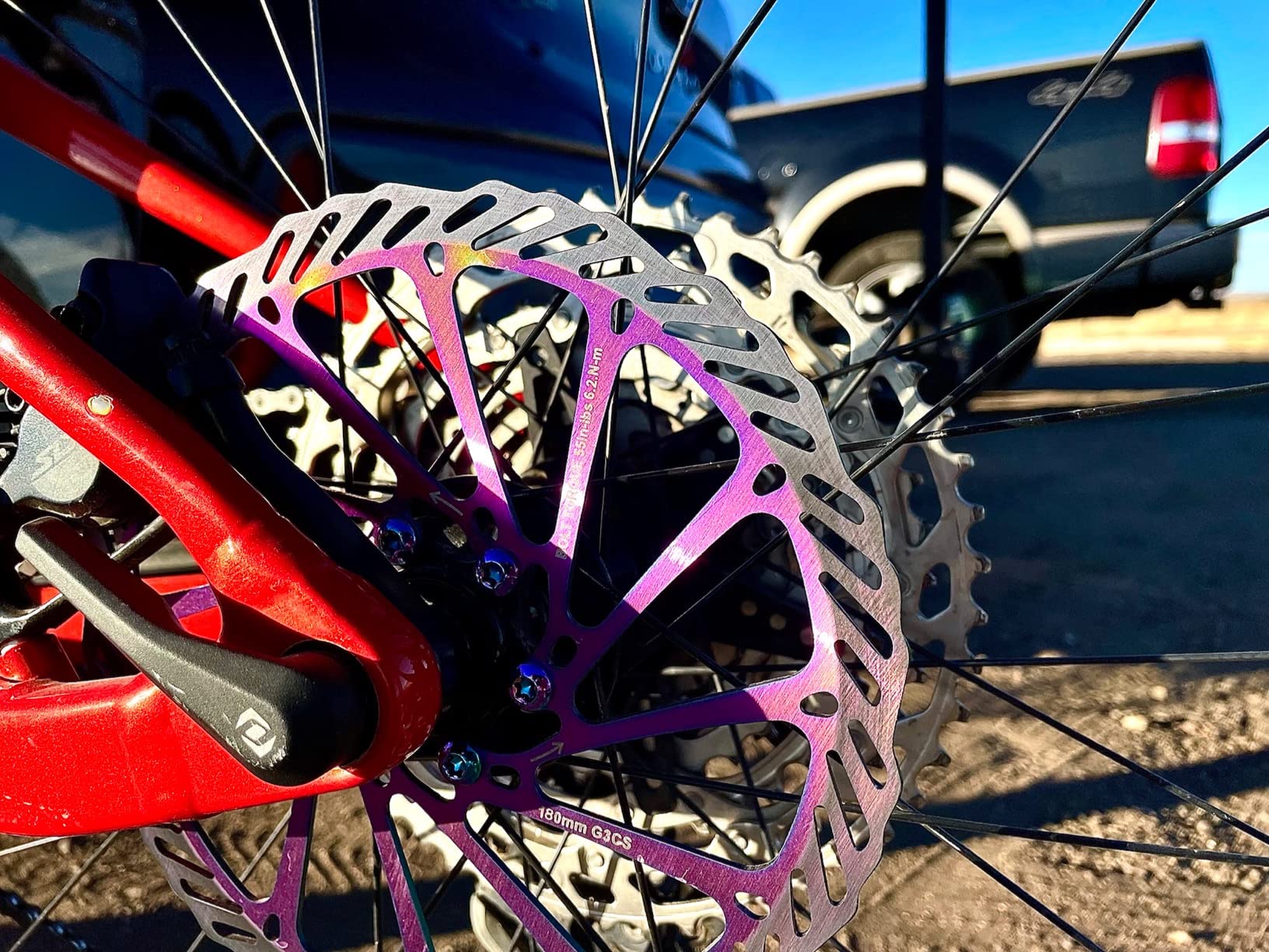 No issues...but please don't think the "oil slick" remains after braking....