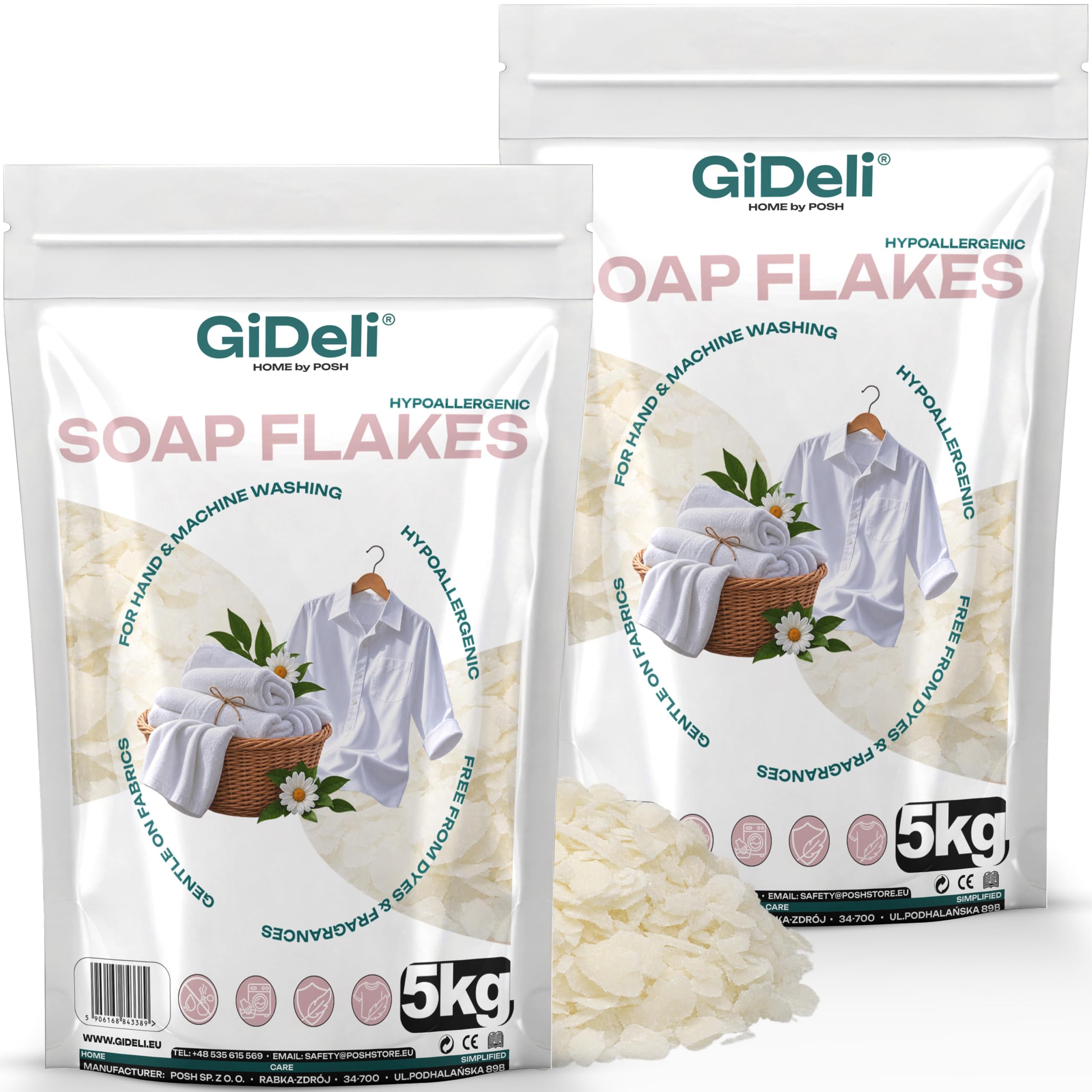 GiDeli Scaglie di Sapone 2 x 5 kg - Detersivo Neonati Ipoallergenico