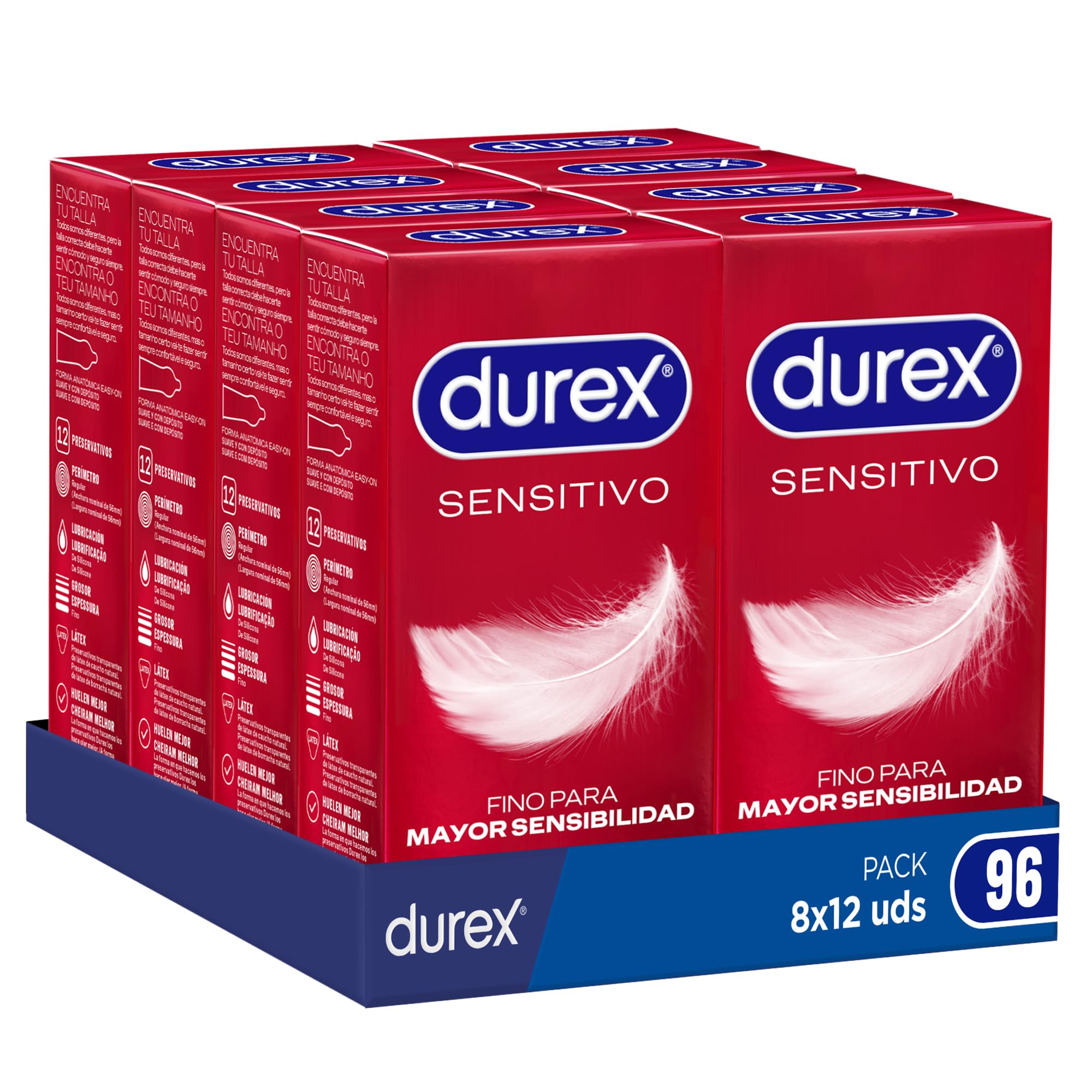 Durex Pack Preservativos Sensitivo Suave, 96 condones, El embalaje puede variar