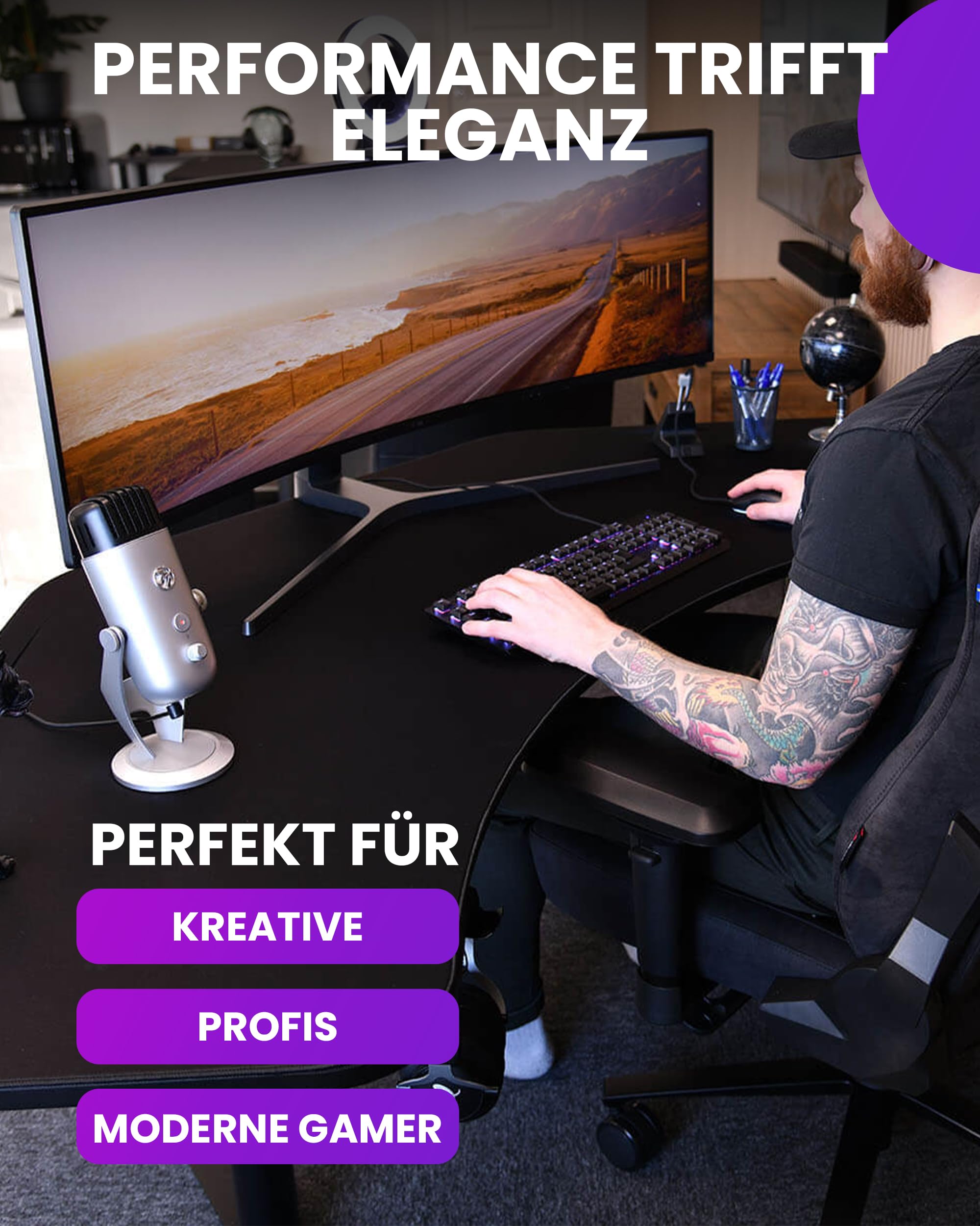 Arozzi Arena Angelo L Gaming Tisch Reines Schwarz