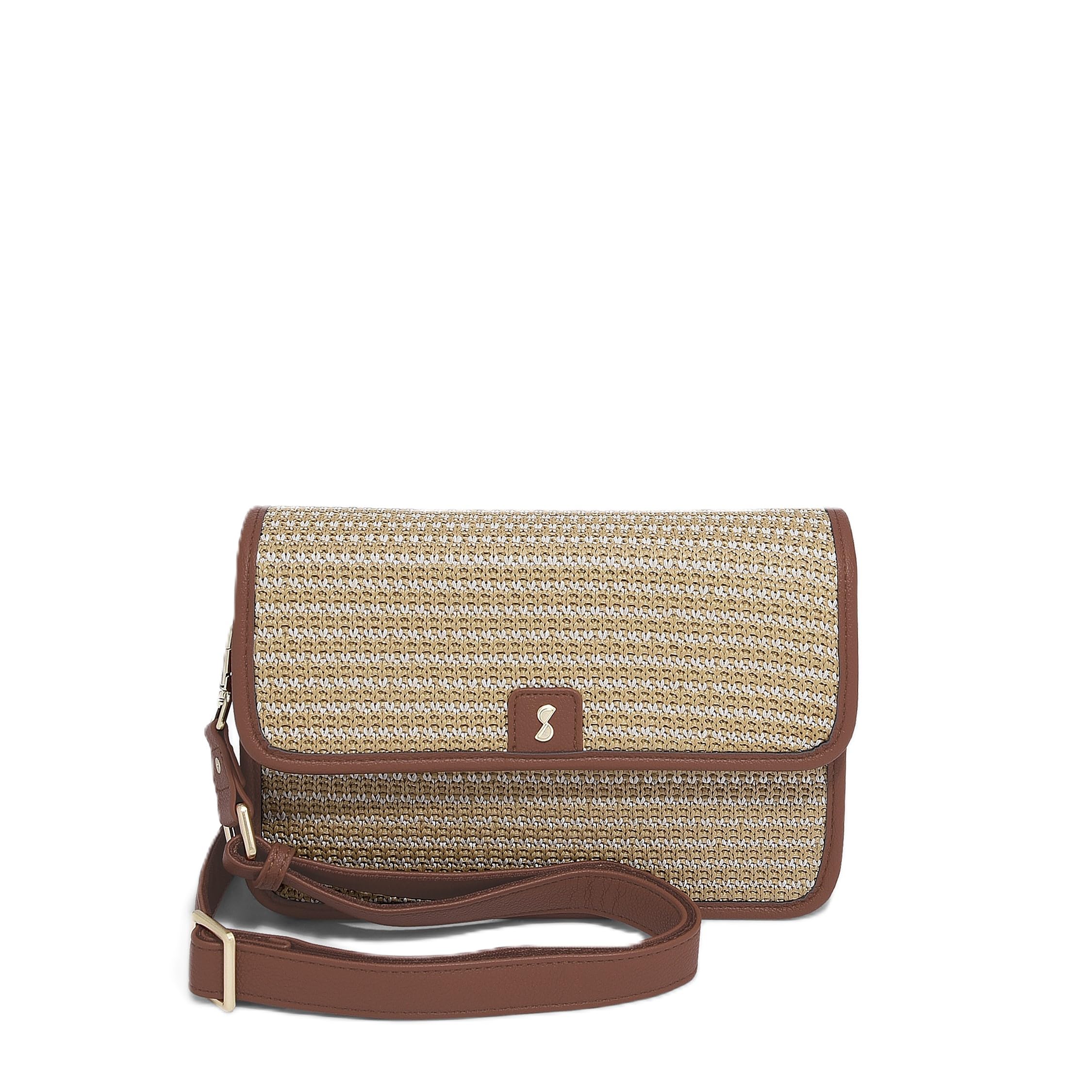 Stackers Tan Raffia Crossbody Bag