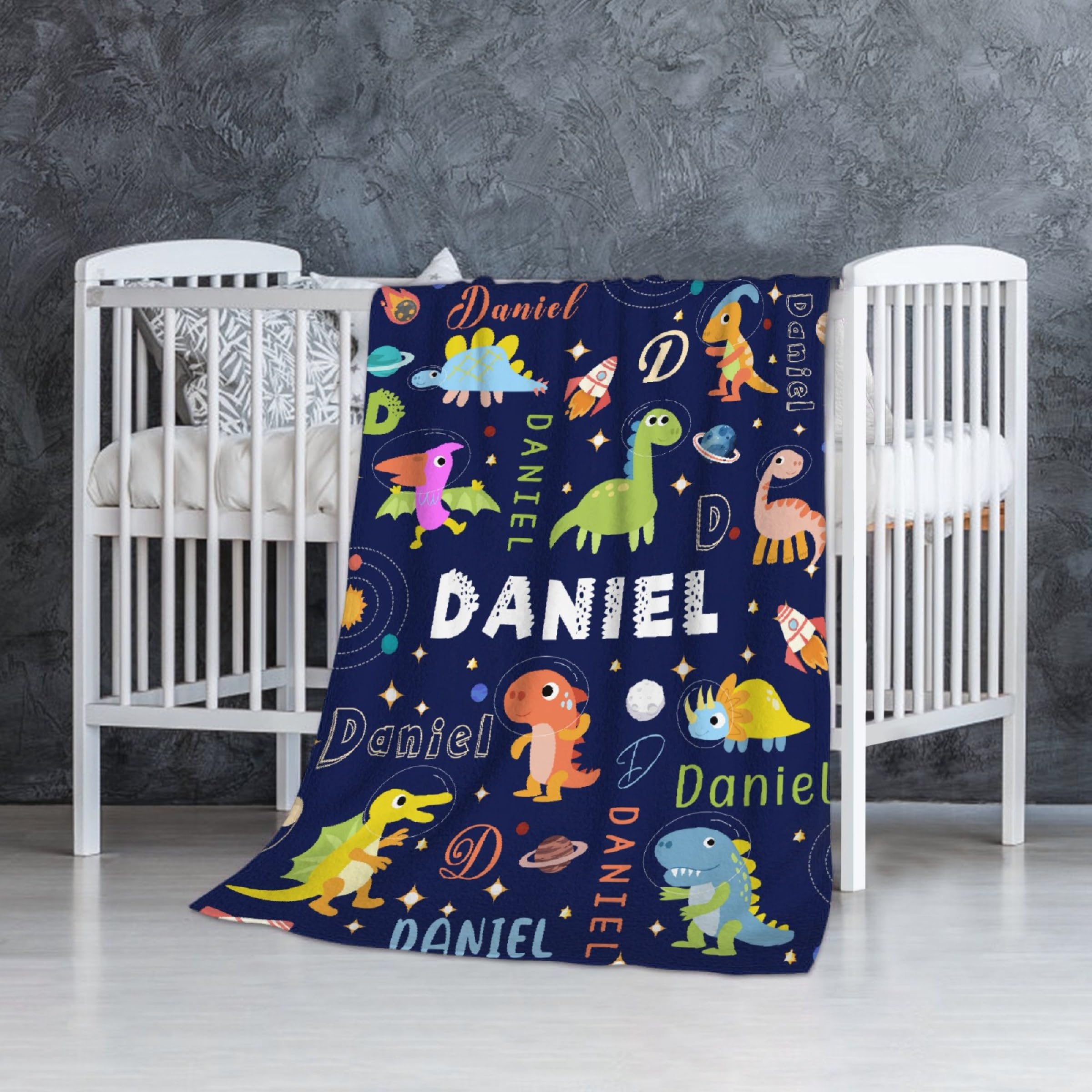 Todeyya Personalized Dinosaurs Baby Blanket Gifts Custom Toddler Blankets for Boys, Plush Throw Blanket, Dinosaurs Bedding Room Decor 30